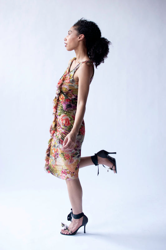 Floral Print Mesh Dress | Jean Paul Gaultier