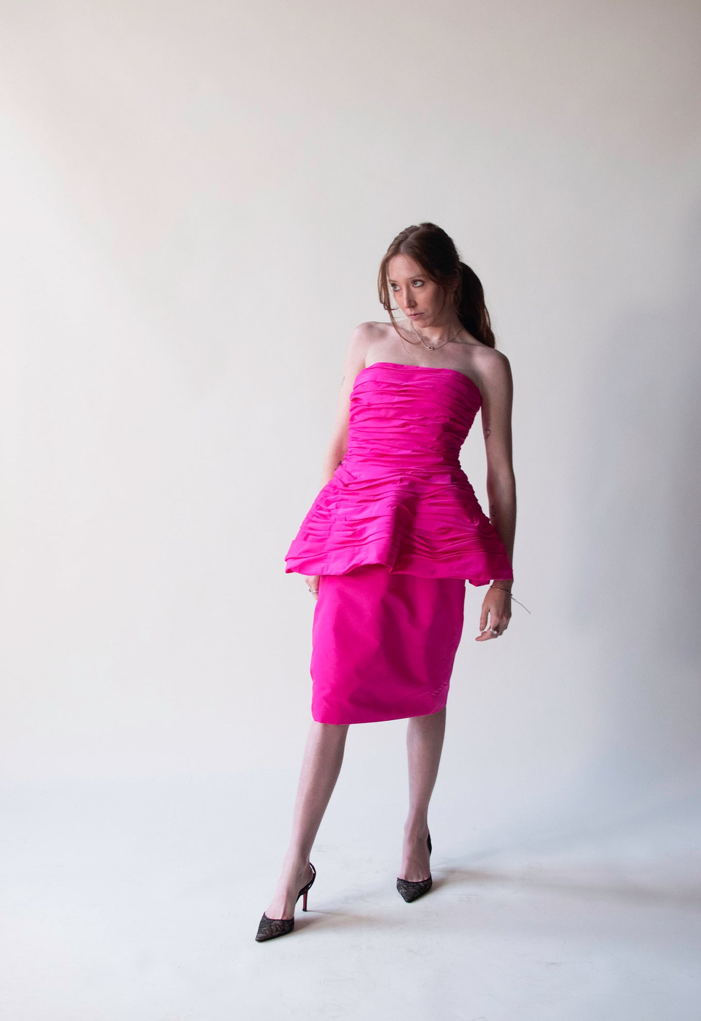 Shocking Pink Sculptural Dress | Victor Costa