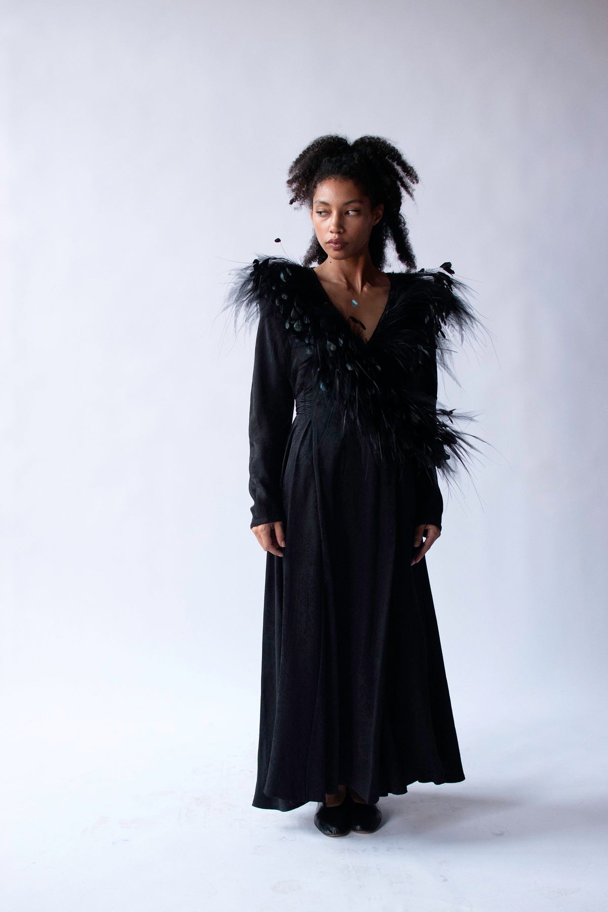 Feather Trim Silk Dress | Nina Ricci