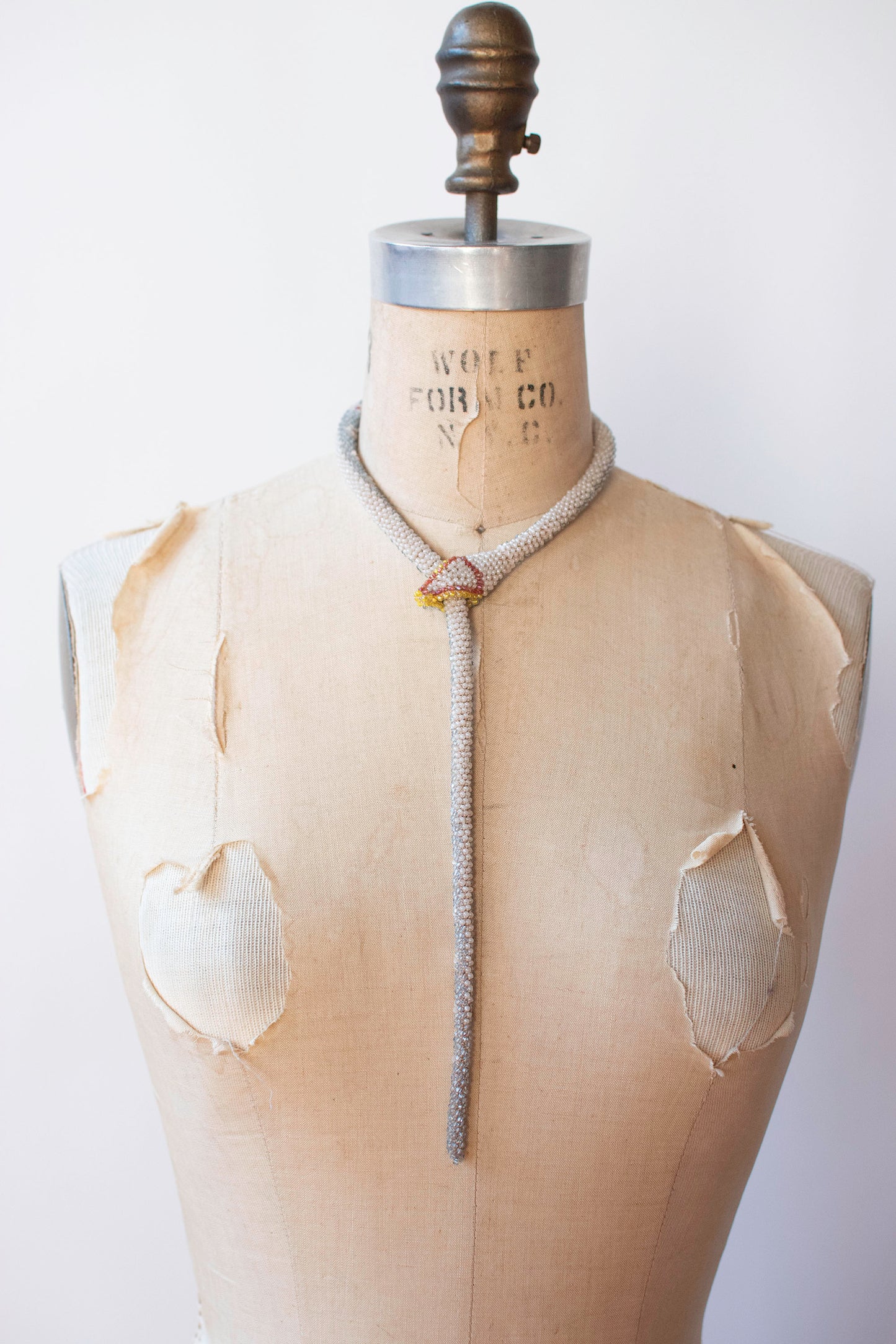 Bead Crochet Snake Necklace | Pale Blue Flower