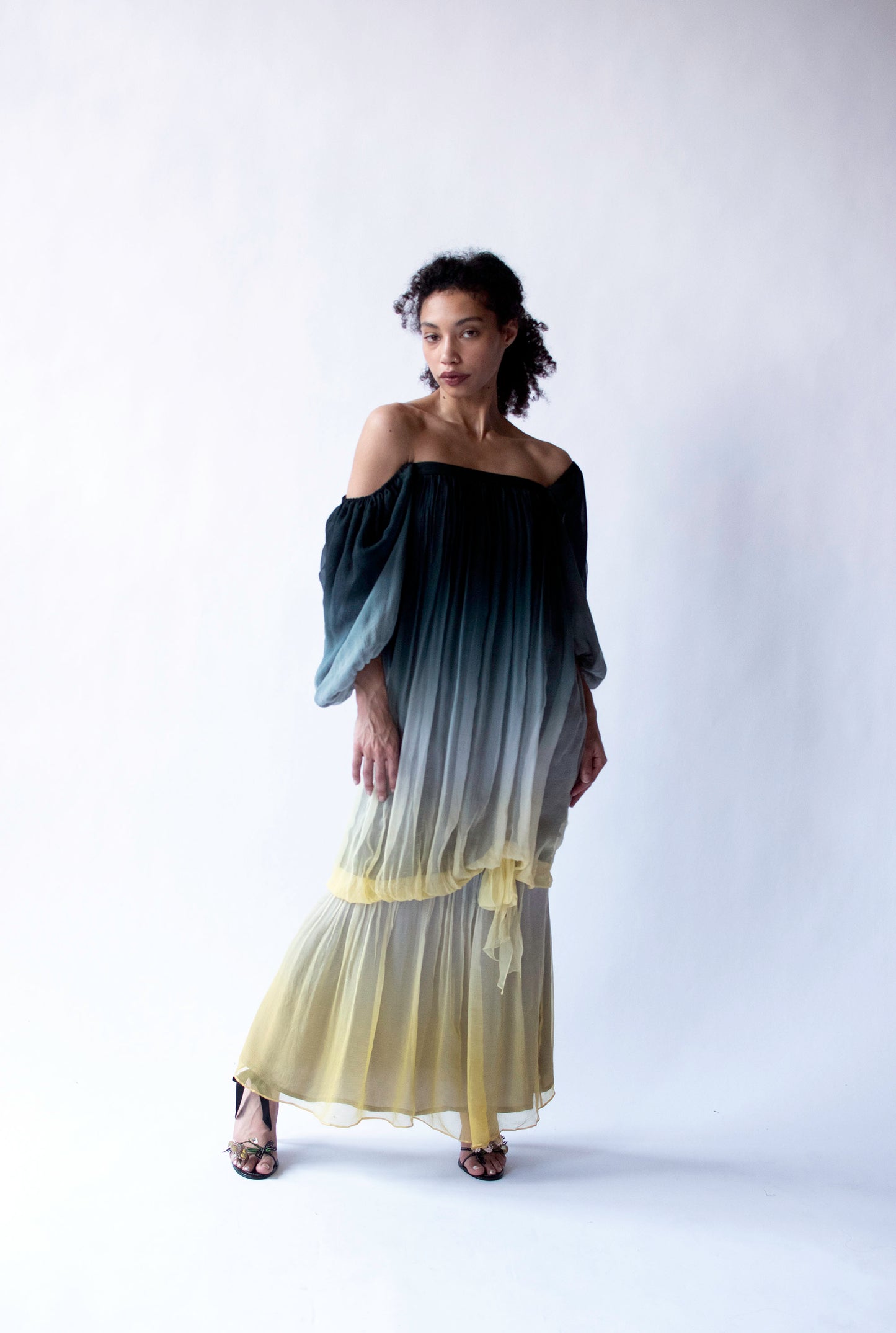 1970s Ombre Chiffon Dress