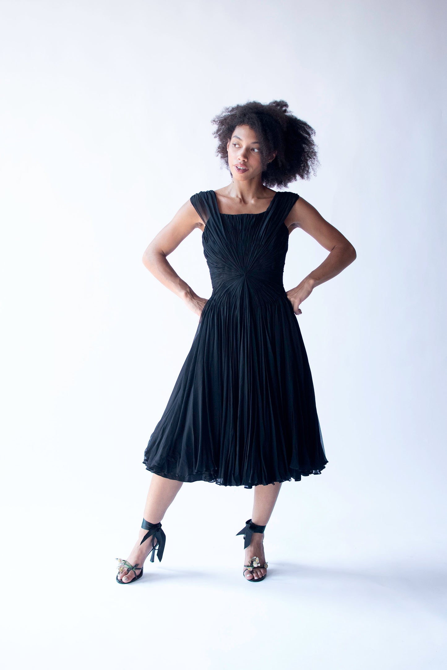 1950s Gathered Chiffon Dress | Nanty