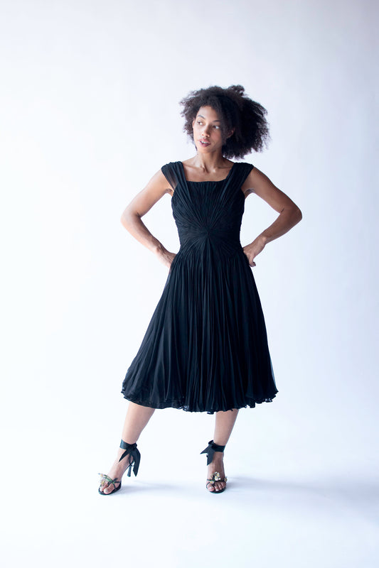 1950s Gathered Chiffon Dress | Nanty
