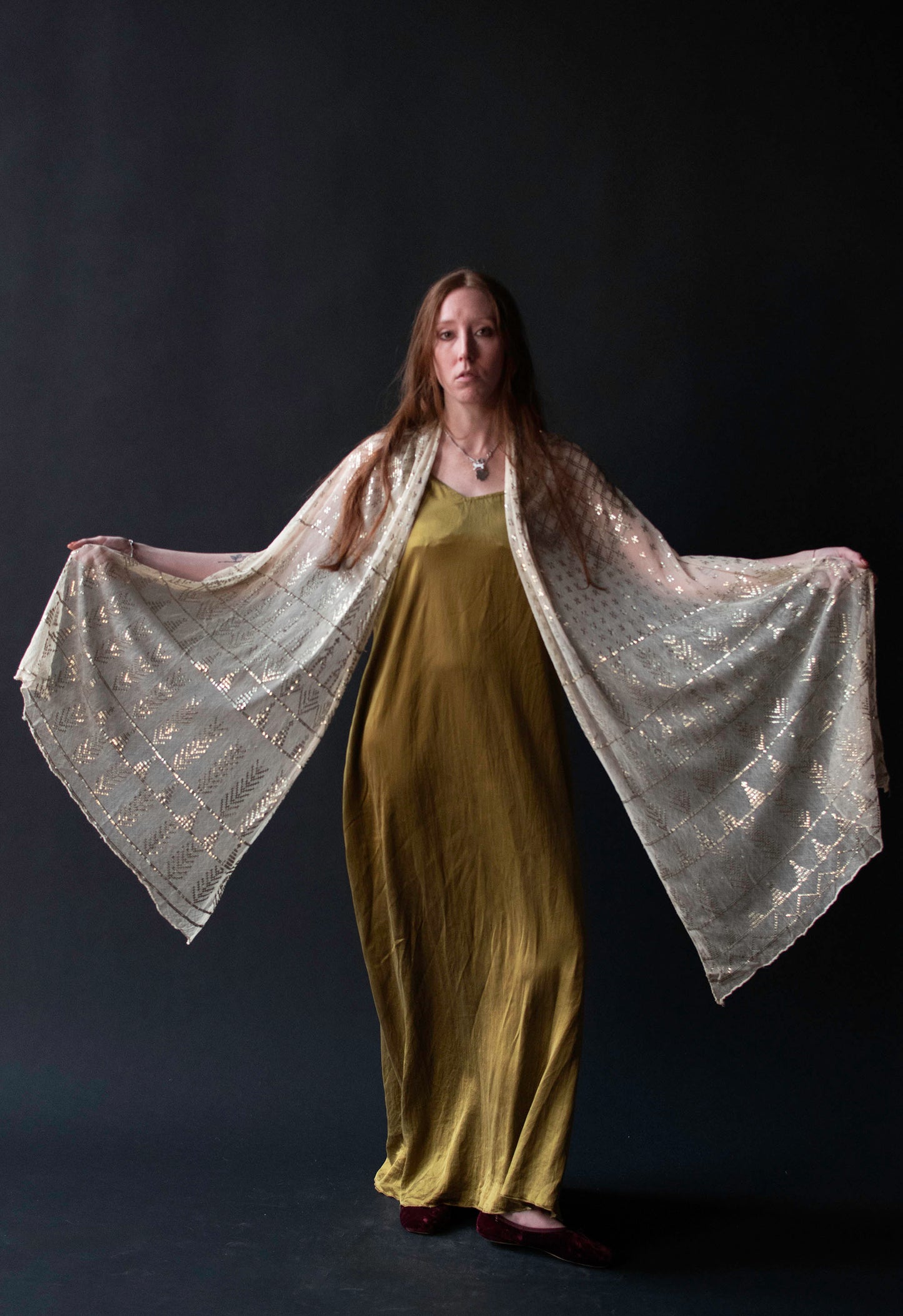 1920s Assuit Tulle bi Telli Shawl