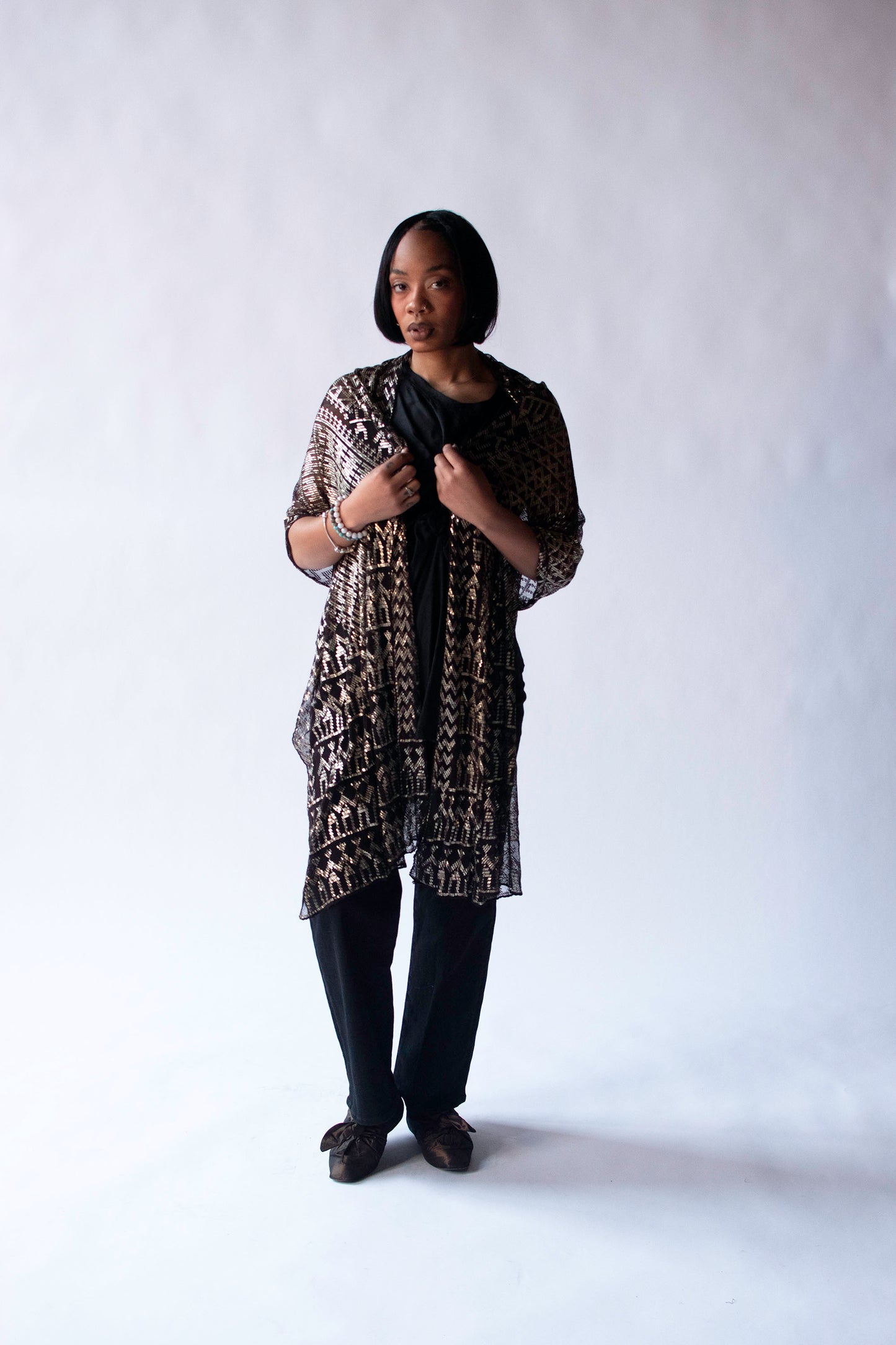 1920s Assuit Tulle bi Telli Shawl