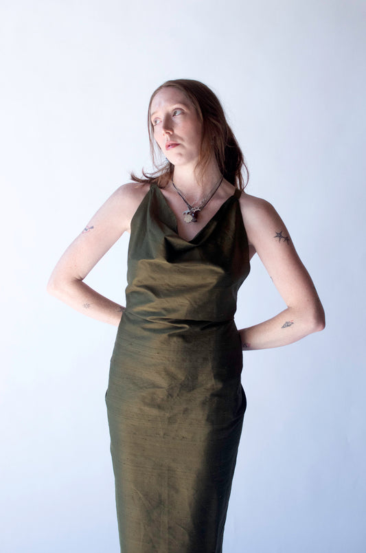 Olive Silk Dress | Stephan Janson