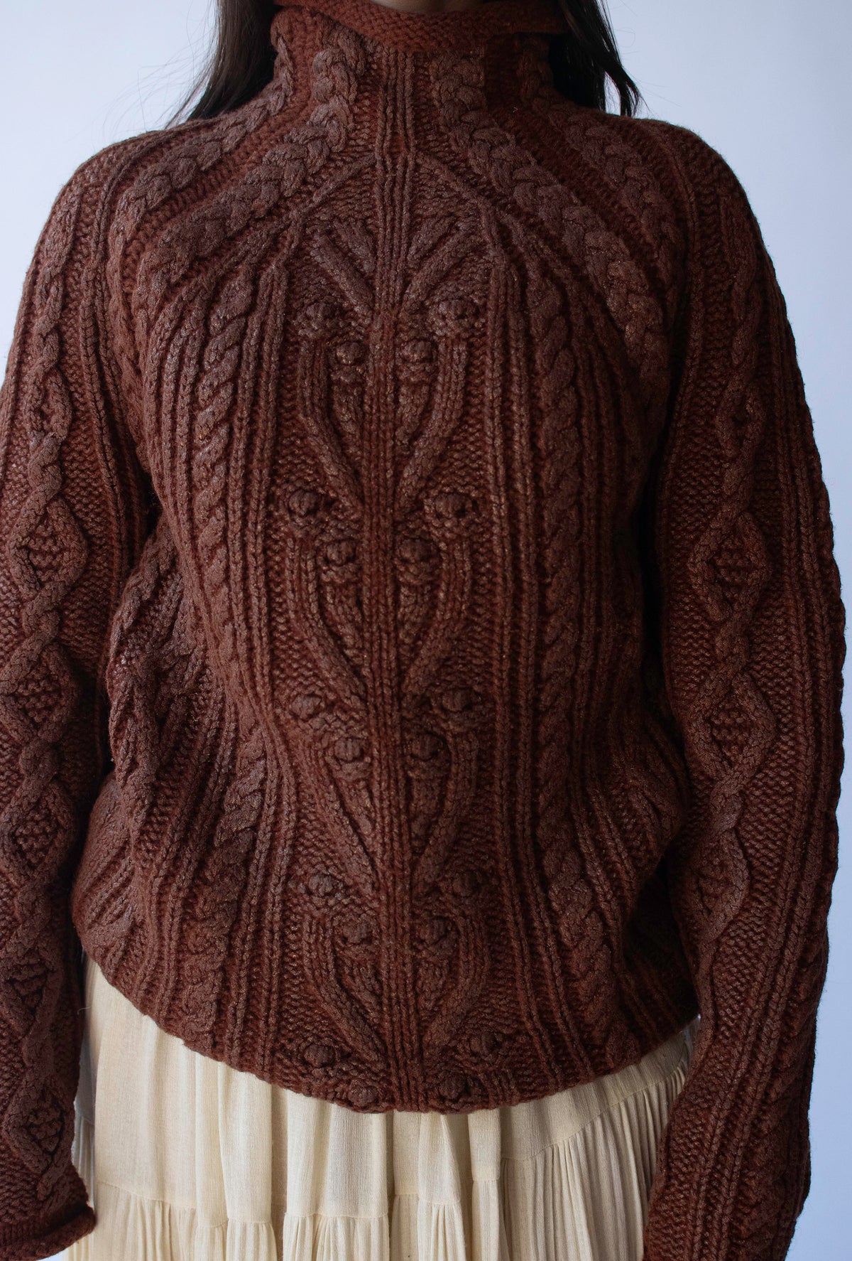 Brown Cable Knit Sweater | Jean Paul Gaultier