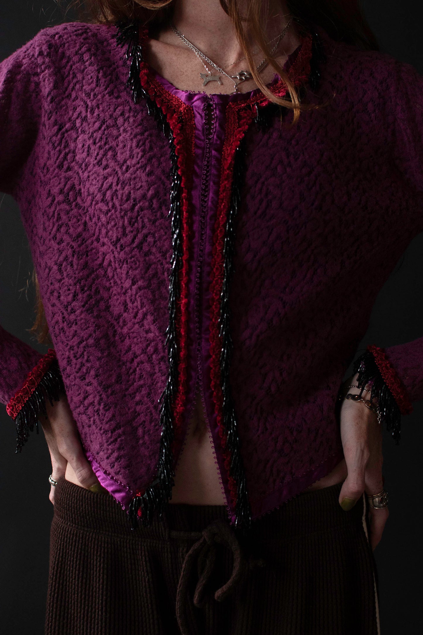 Purple Bead Trim Cardigan | Voyage Invest in the Original