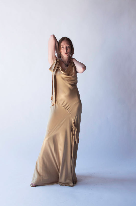 Gold Silk Dress | Alberta Feretti
