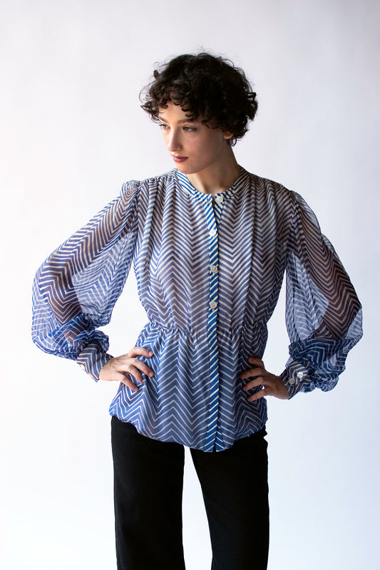 Striped Chiffon Blouse | Valentino Botique