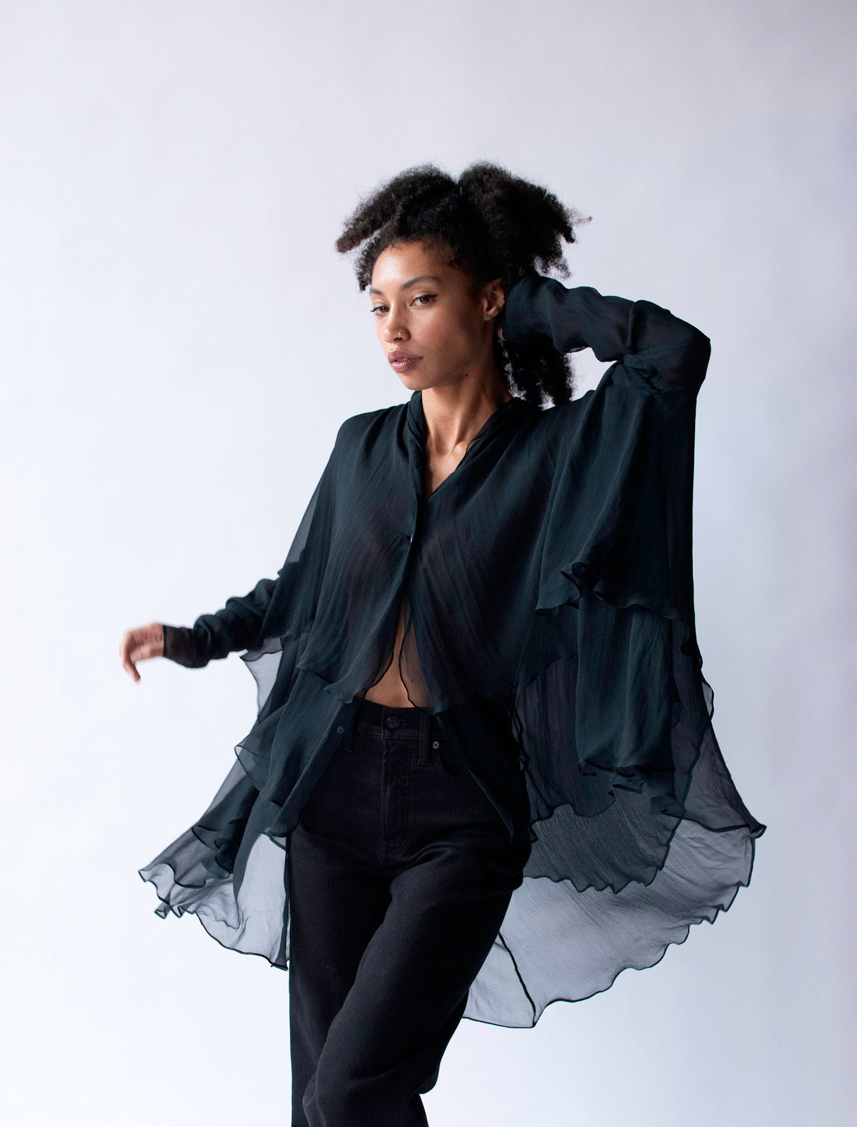 1990s Black Chiffon Top | Complice by Dolce & Gabbana