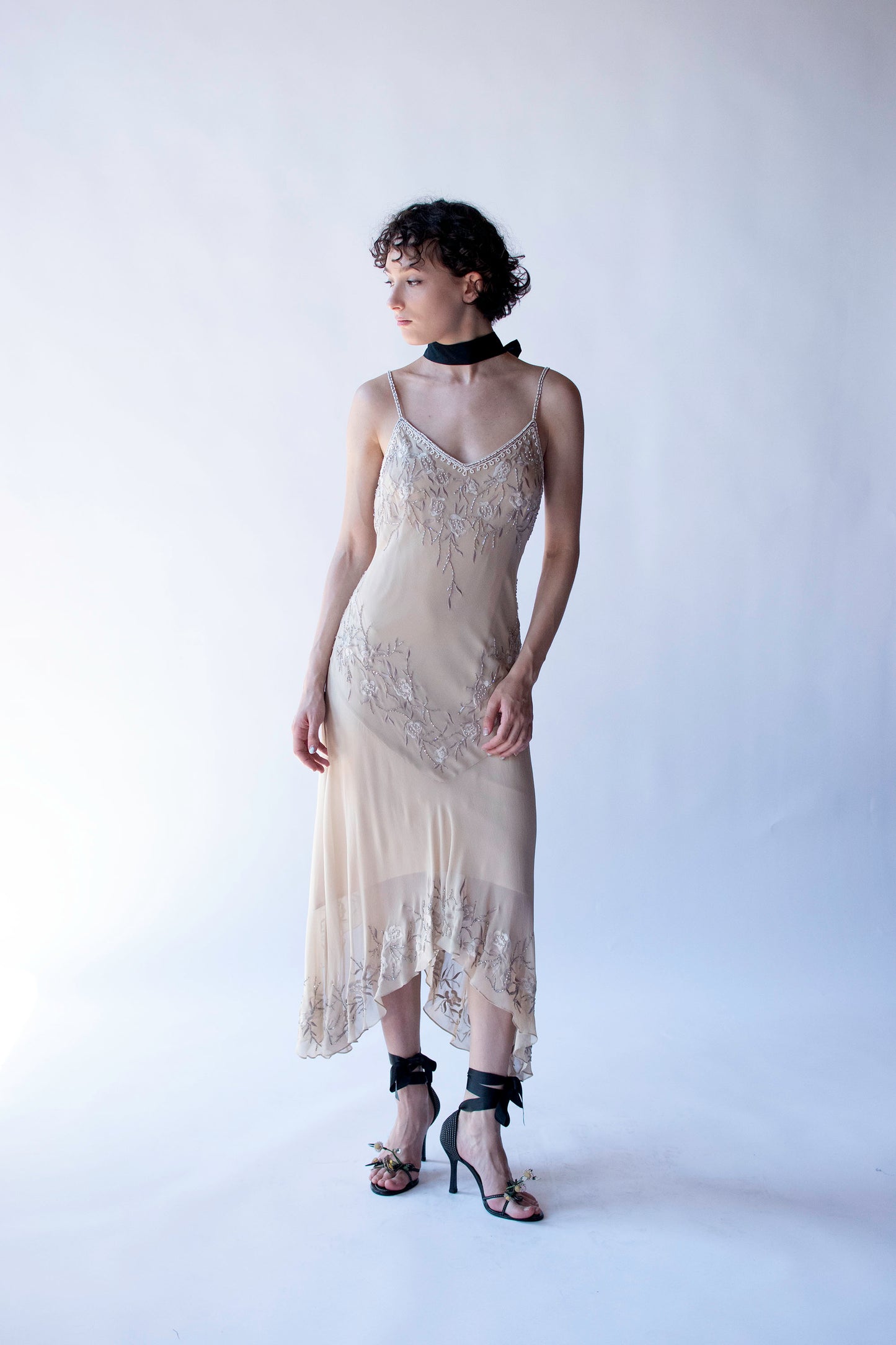 Beaded + Emboridered Chiffon Dress | Sue Wong