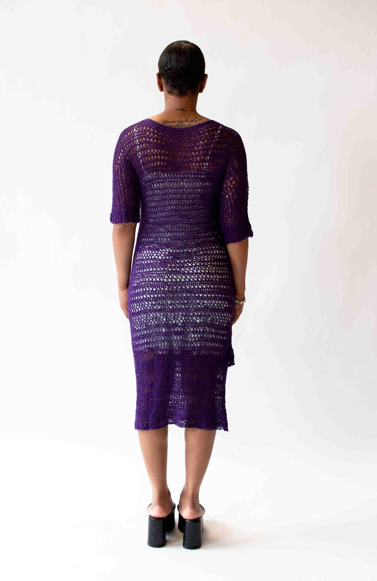 1990s Purple Crochet dress