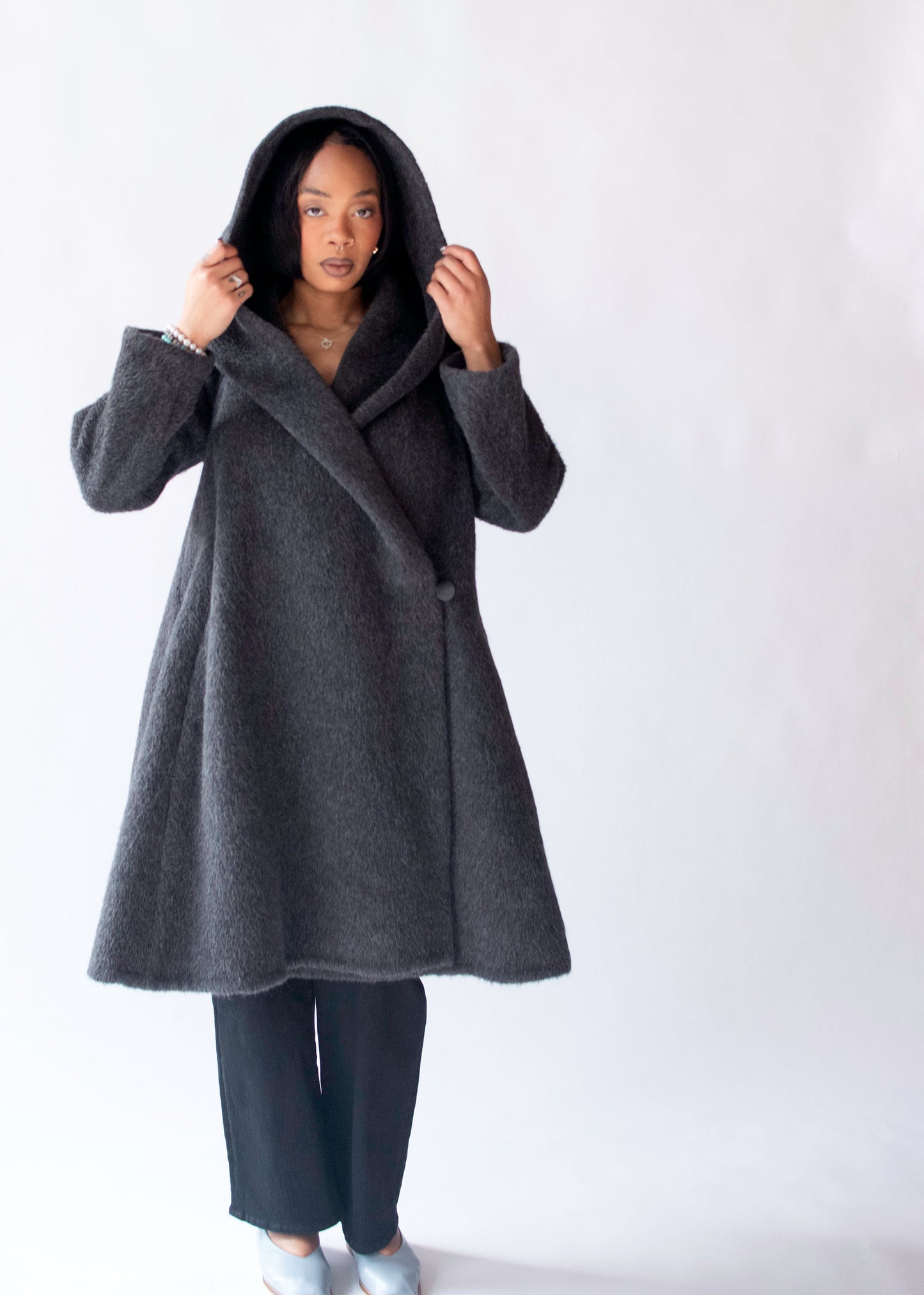 Gray Mohair Coat | Donna Karan