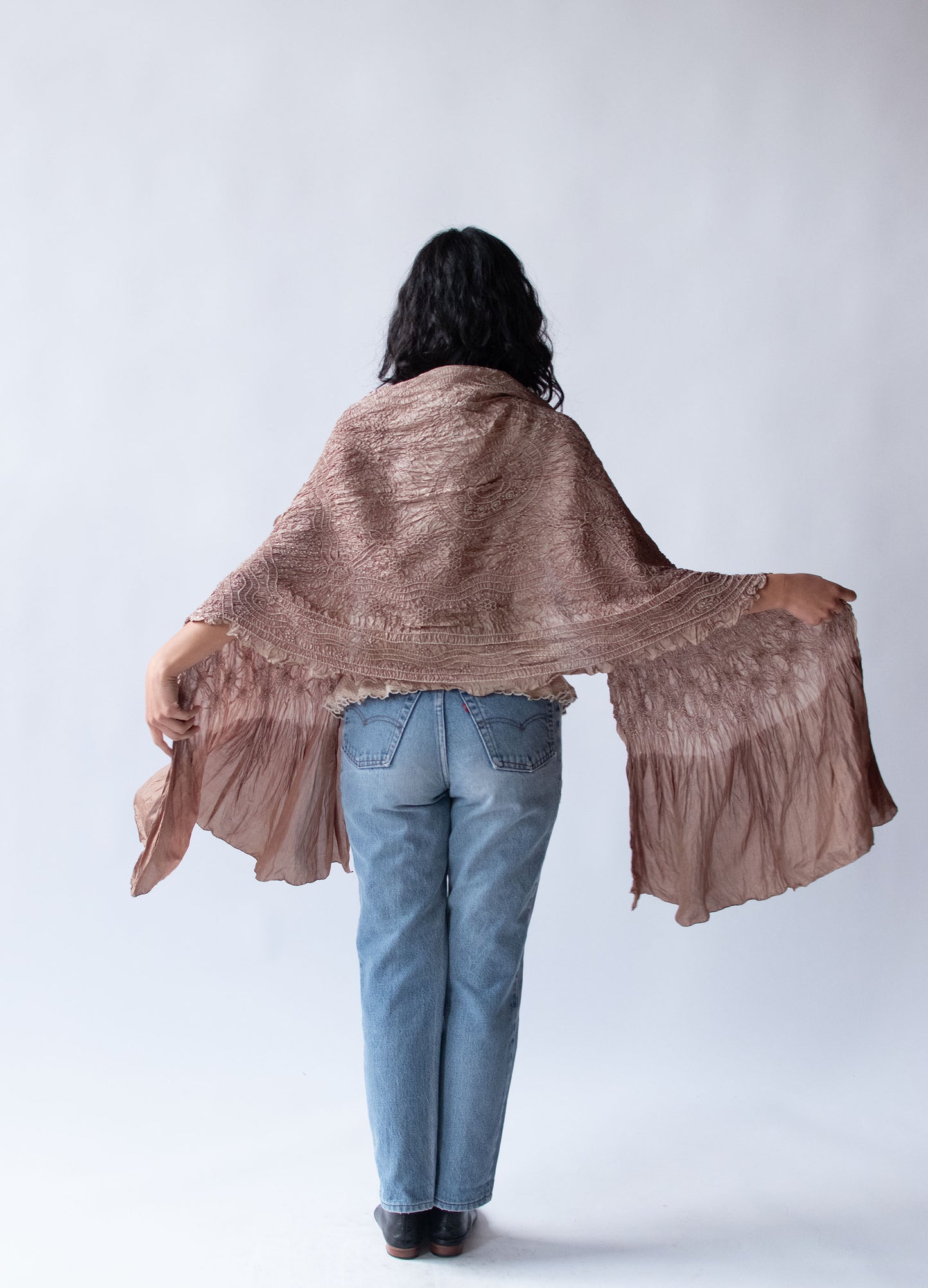 1990s Pleated Silk Shawl