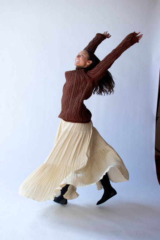 Pleated Cream Skirt | Moschino Nature Friendly Garment AW 1994
