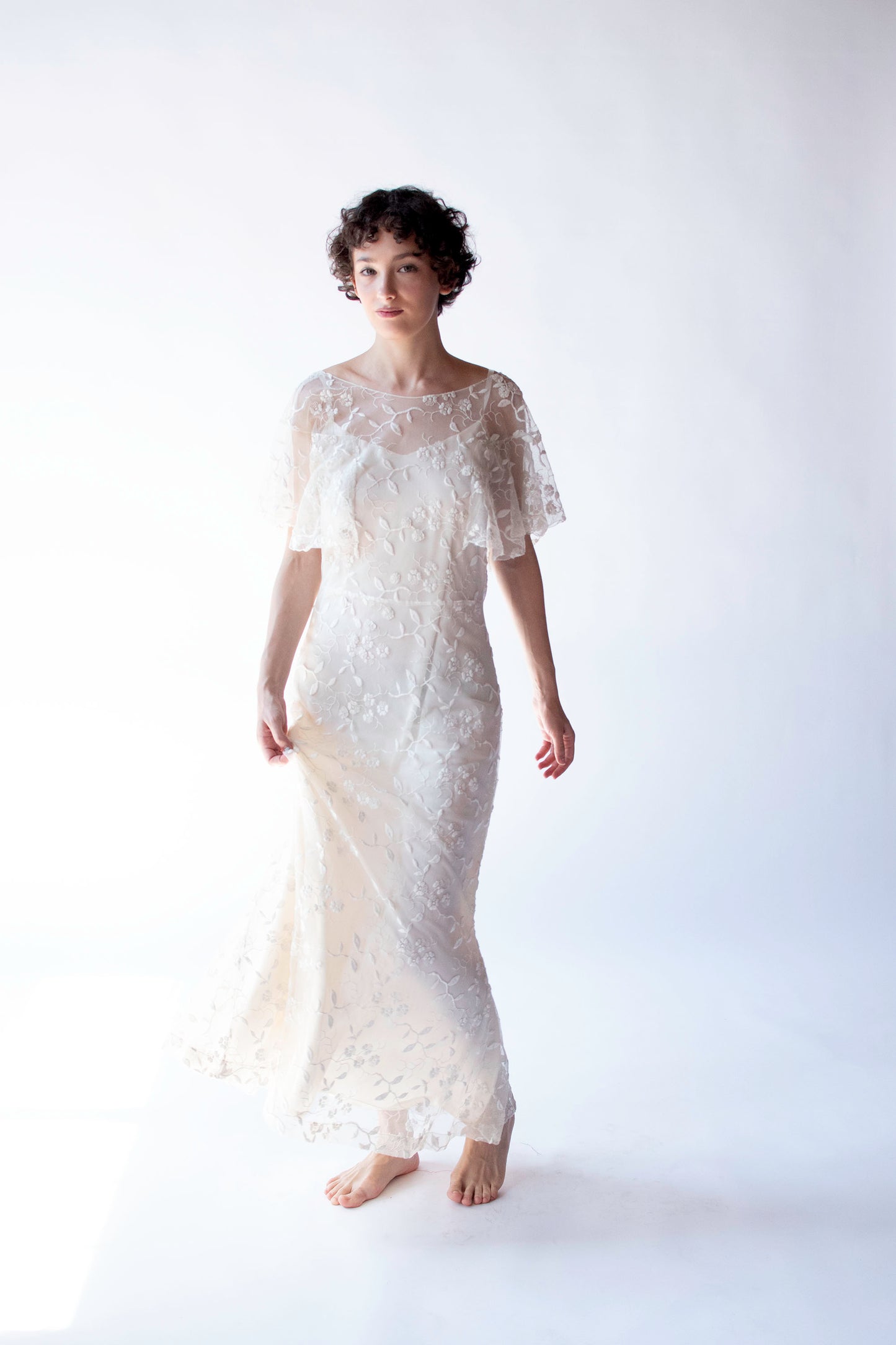 1930s Embroidered Mesh Dress