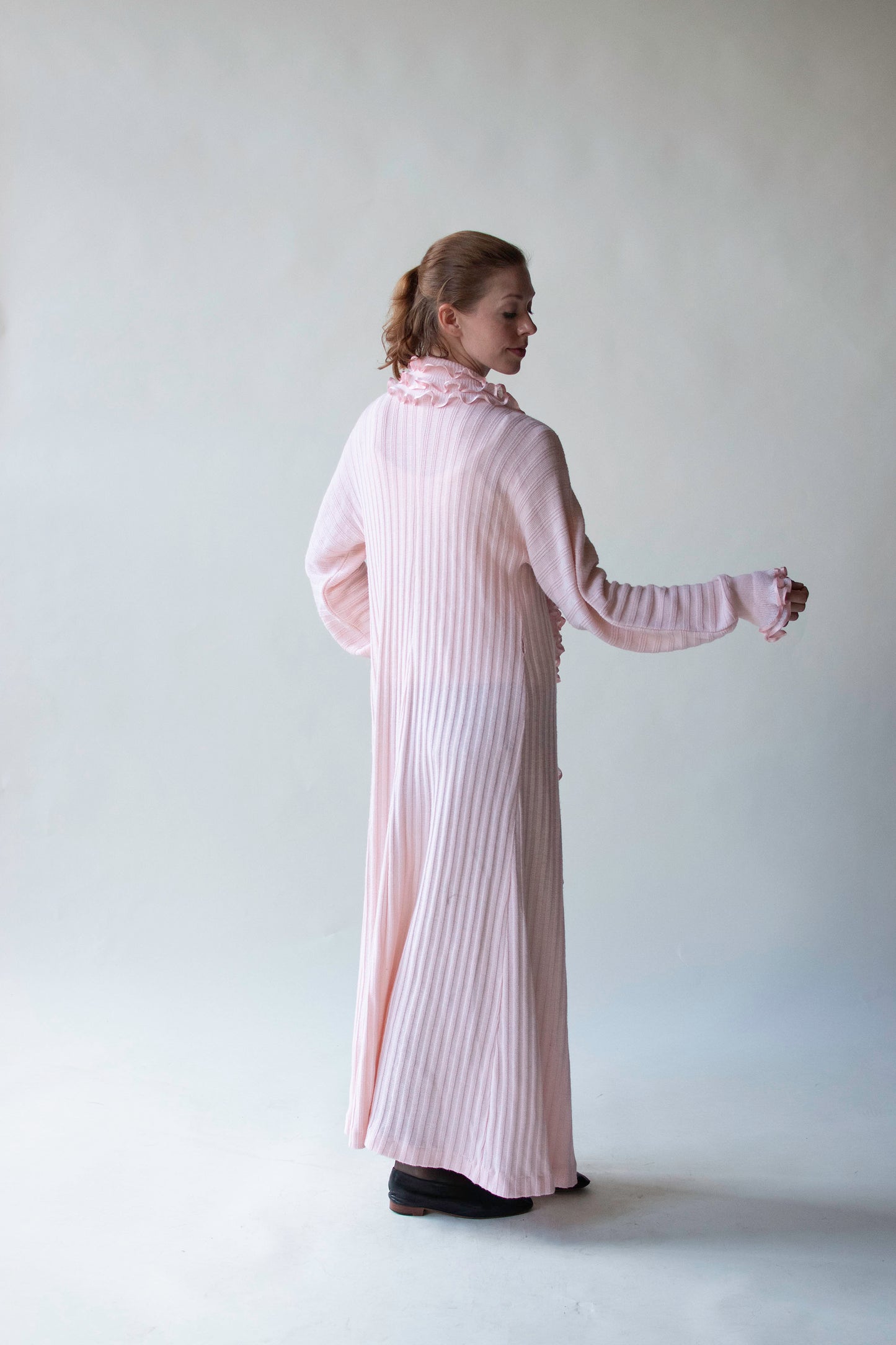 1980s Pink Knit Duster | Liseuses Poggi