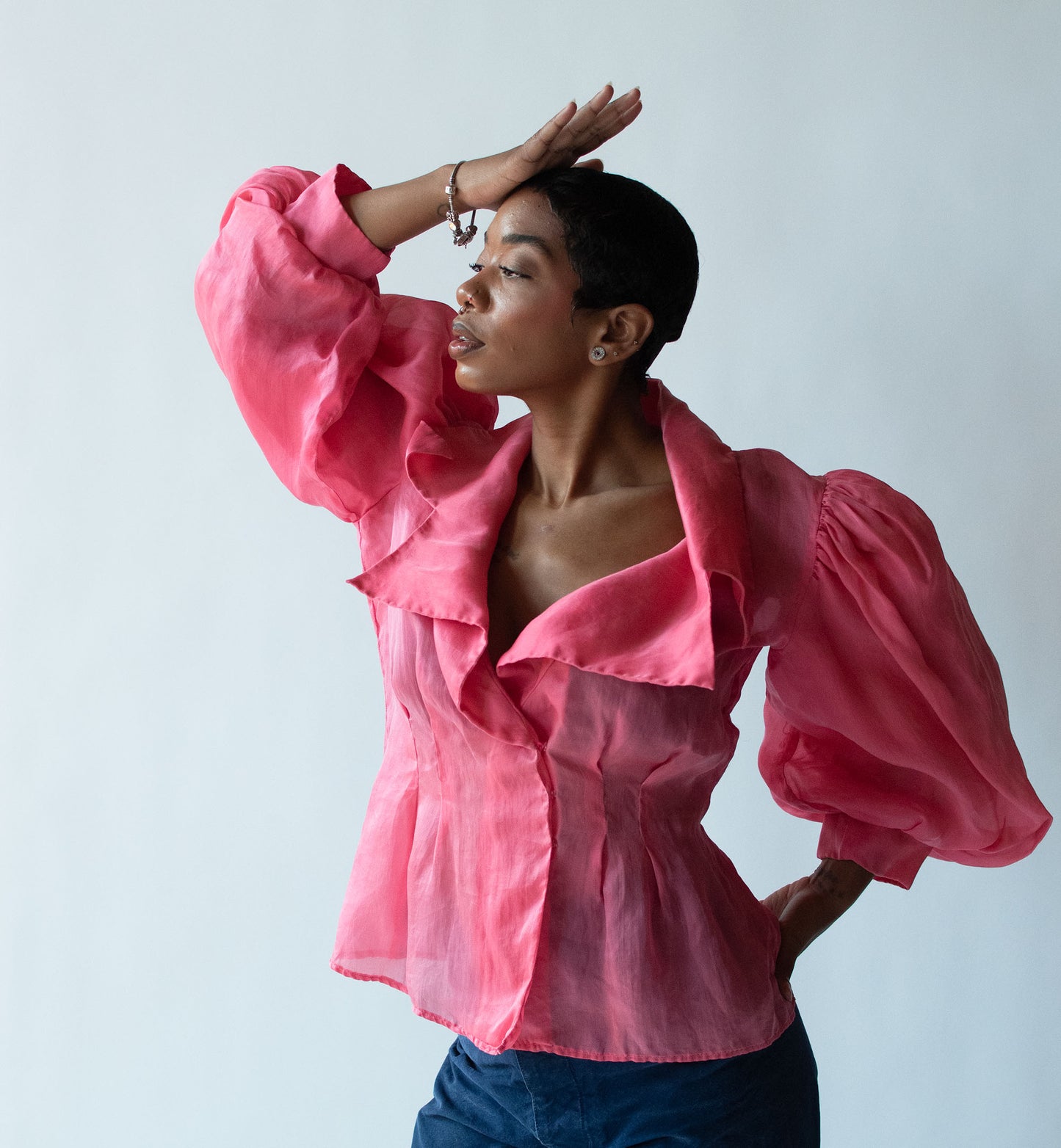 1990s Pink Silk Blouse | Victor Costa