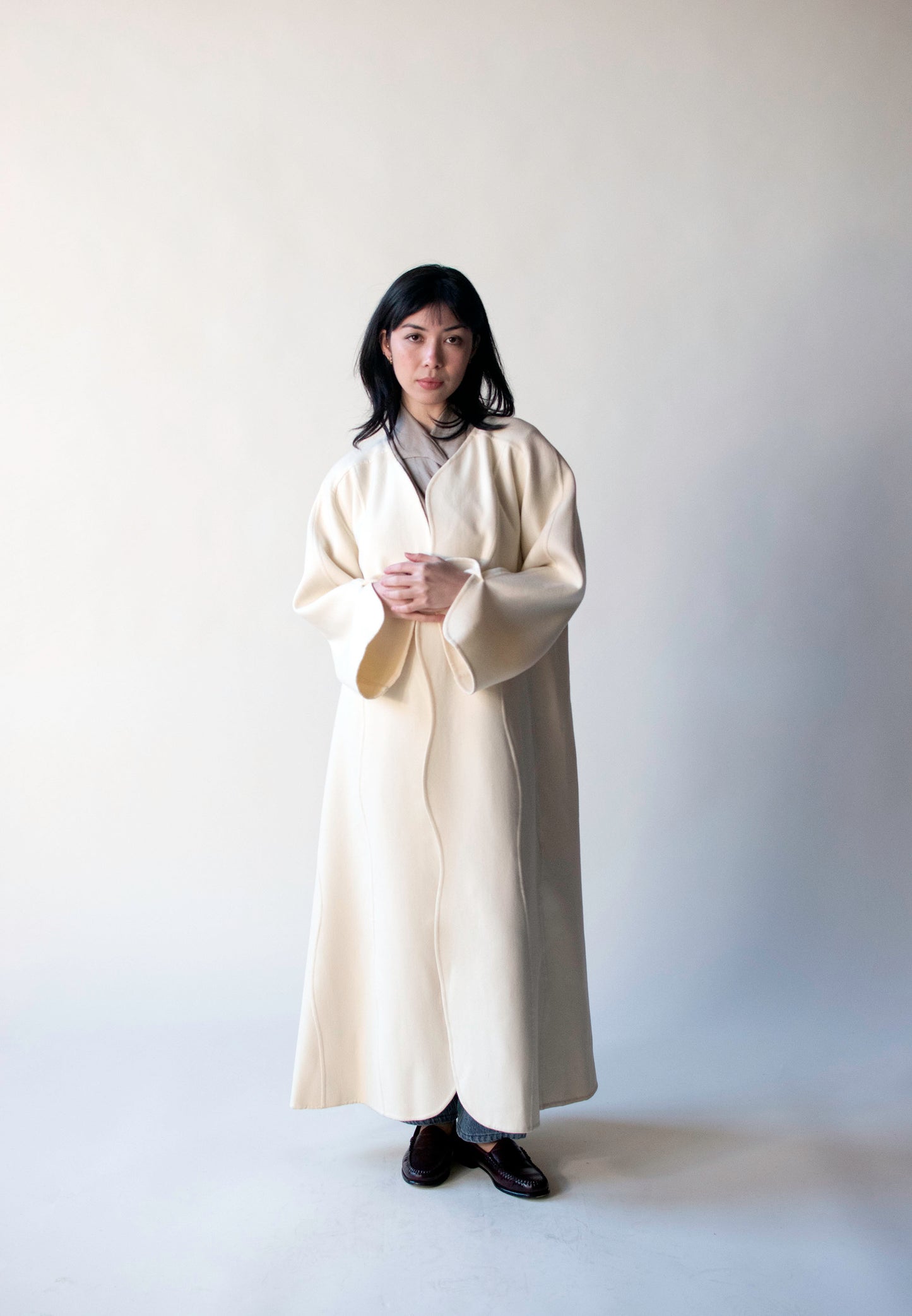 Cream Wool Coat | Laura Biagiotti