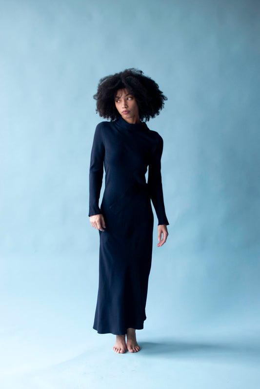 Navy Blue Bias Cut Dress | John Galliano 'Charles James' collection, SS 1989