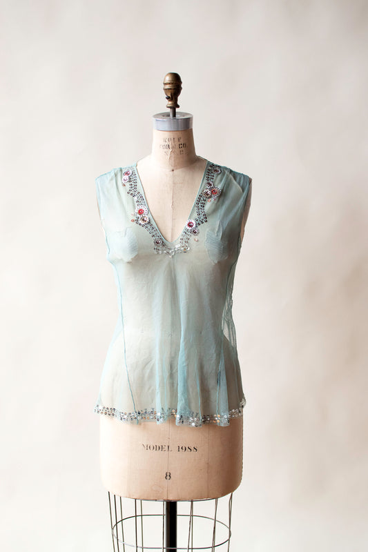 Mint Mesh Top w/ Sequins | Rozae Nichols