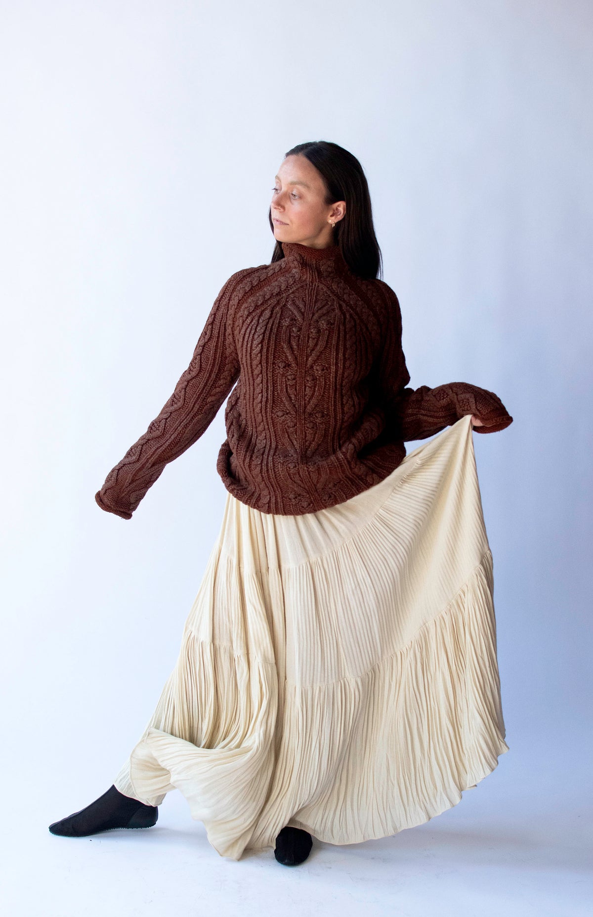Pleated Cream Skirt | Moschino Nature Friendly Garment AW 1994