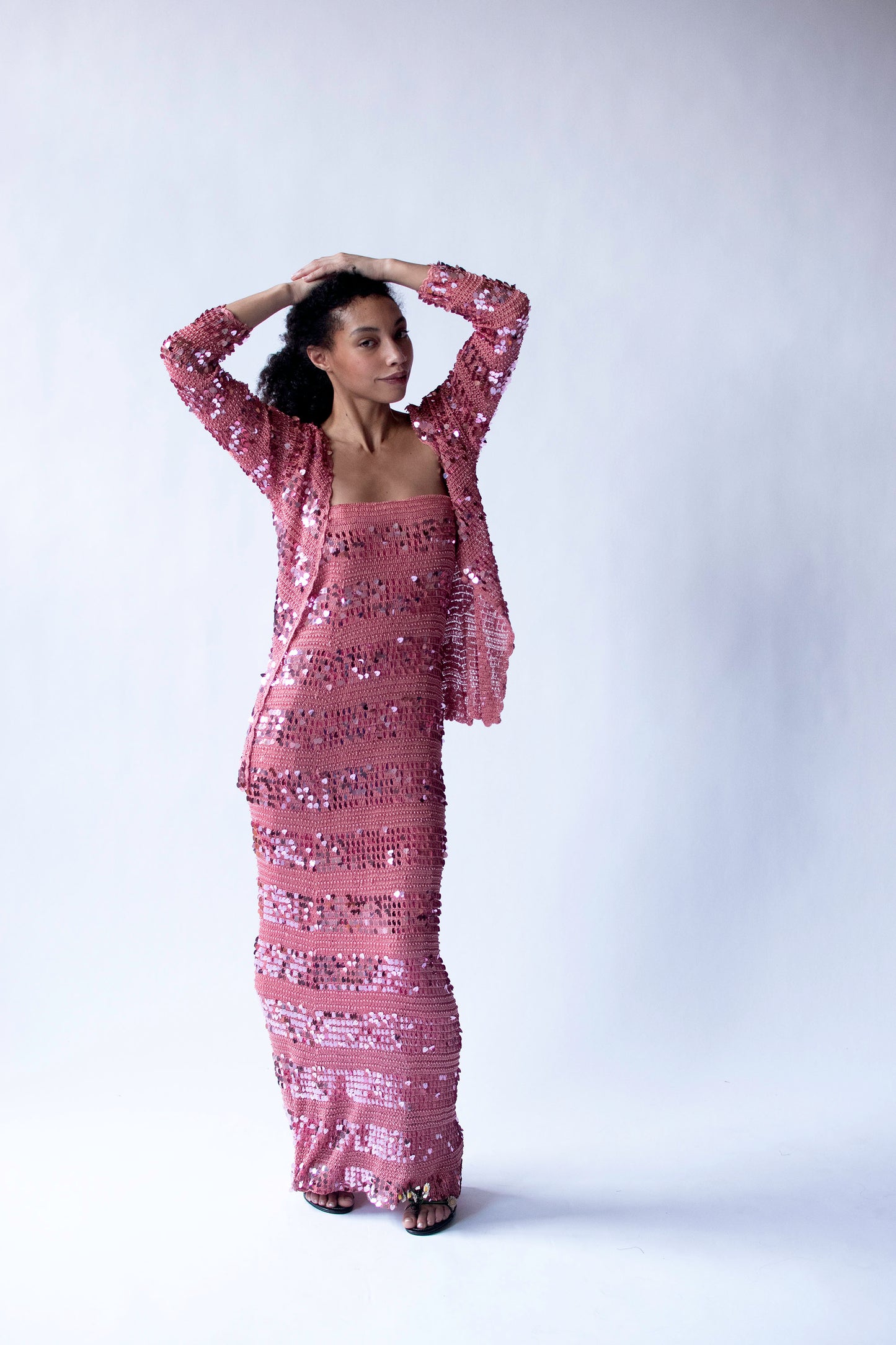 Sequin Crochet Dress Set