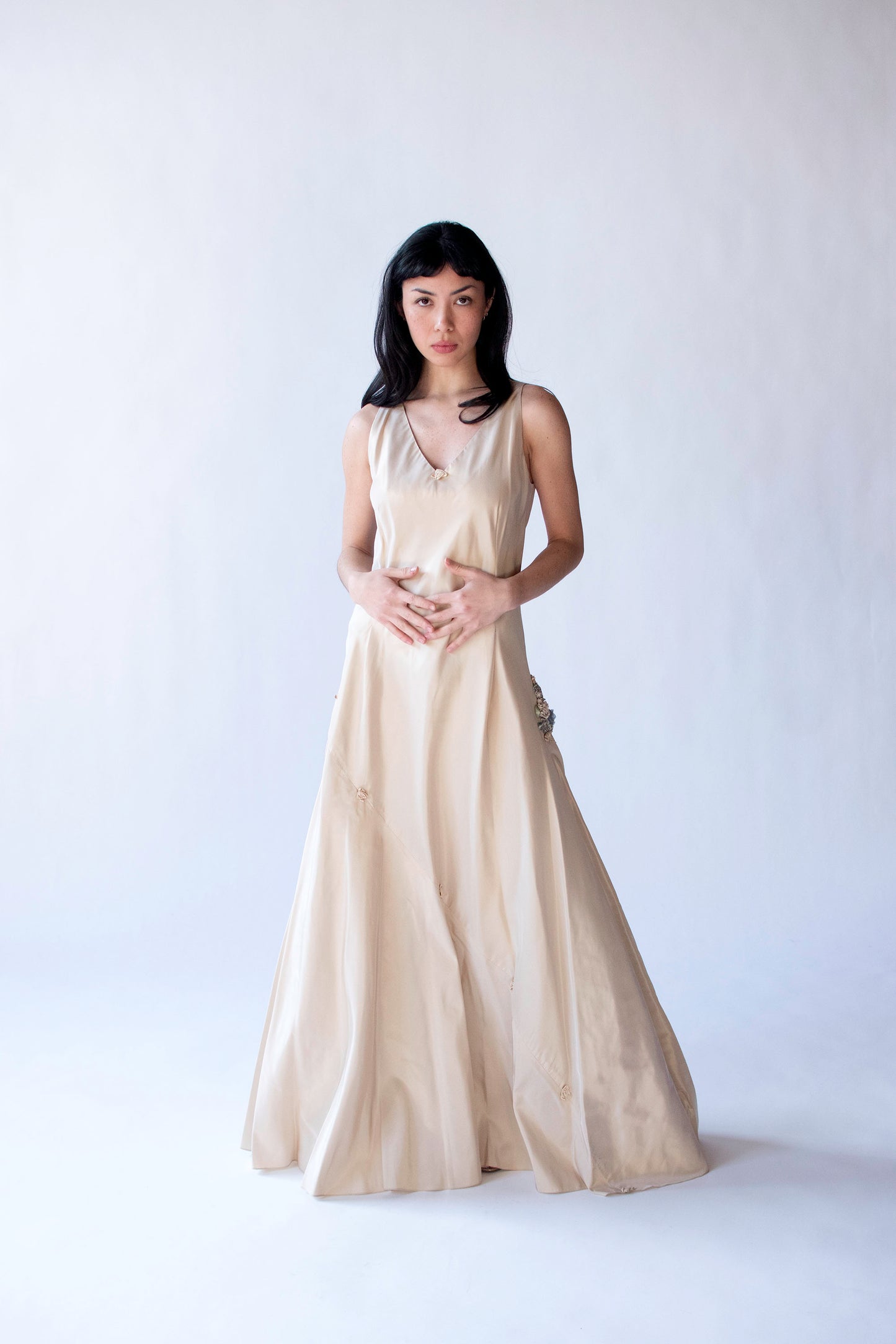 Gathered Beige Gown | Carol Peretz