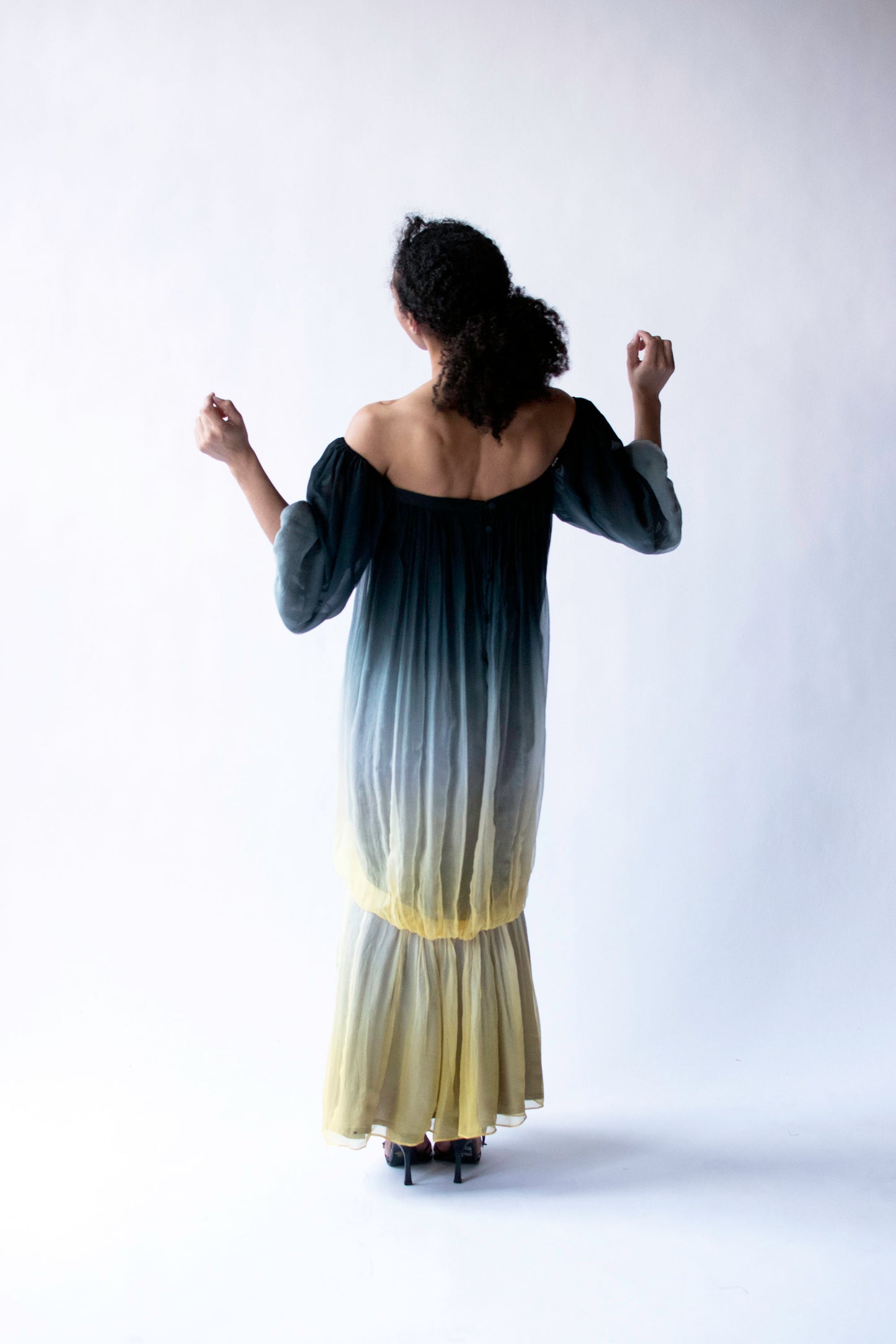 1970s Ombre Chiffon Dress