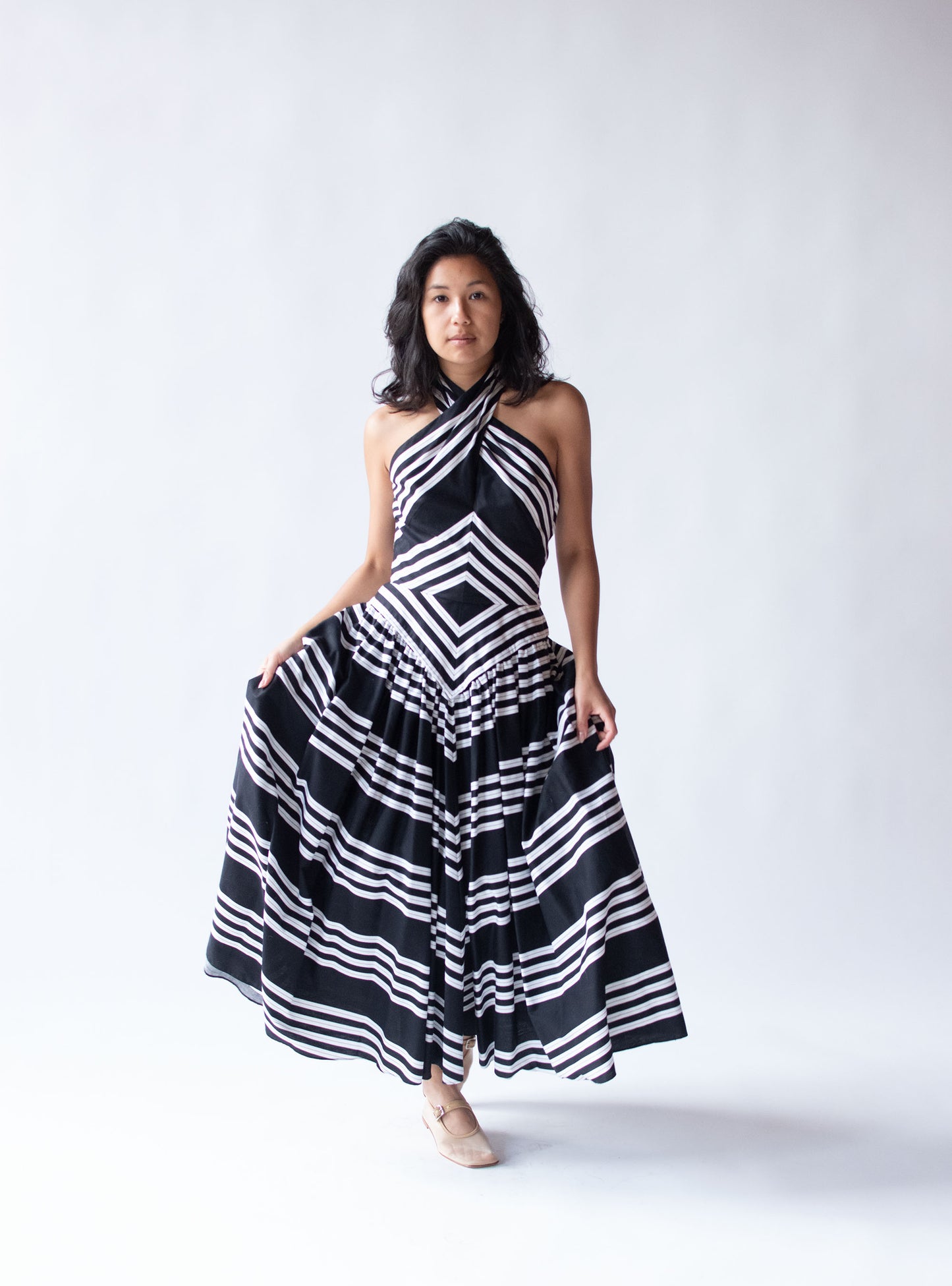 Chevron Halter Dress | Victor Costa