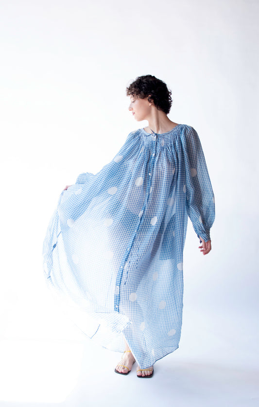 Organza Gingham Polka Dot Dress | Geoffrey Beene