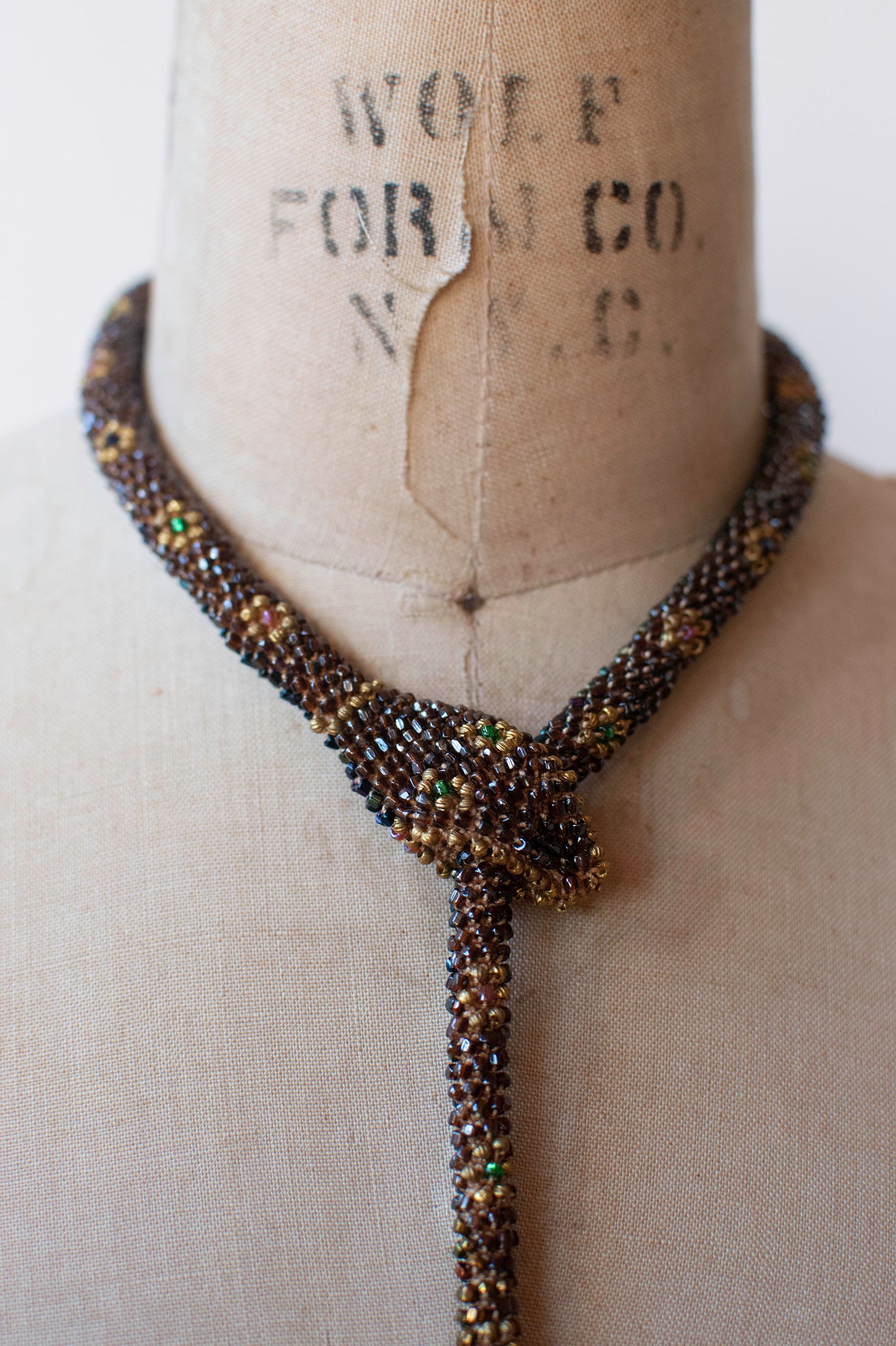 Bead Crochet Snake | Sparkly Brown Flower