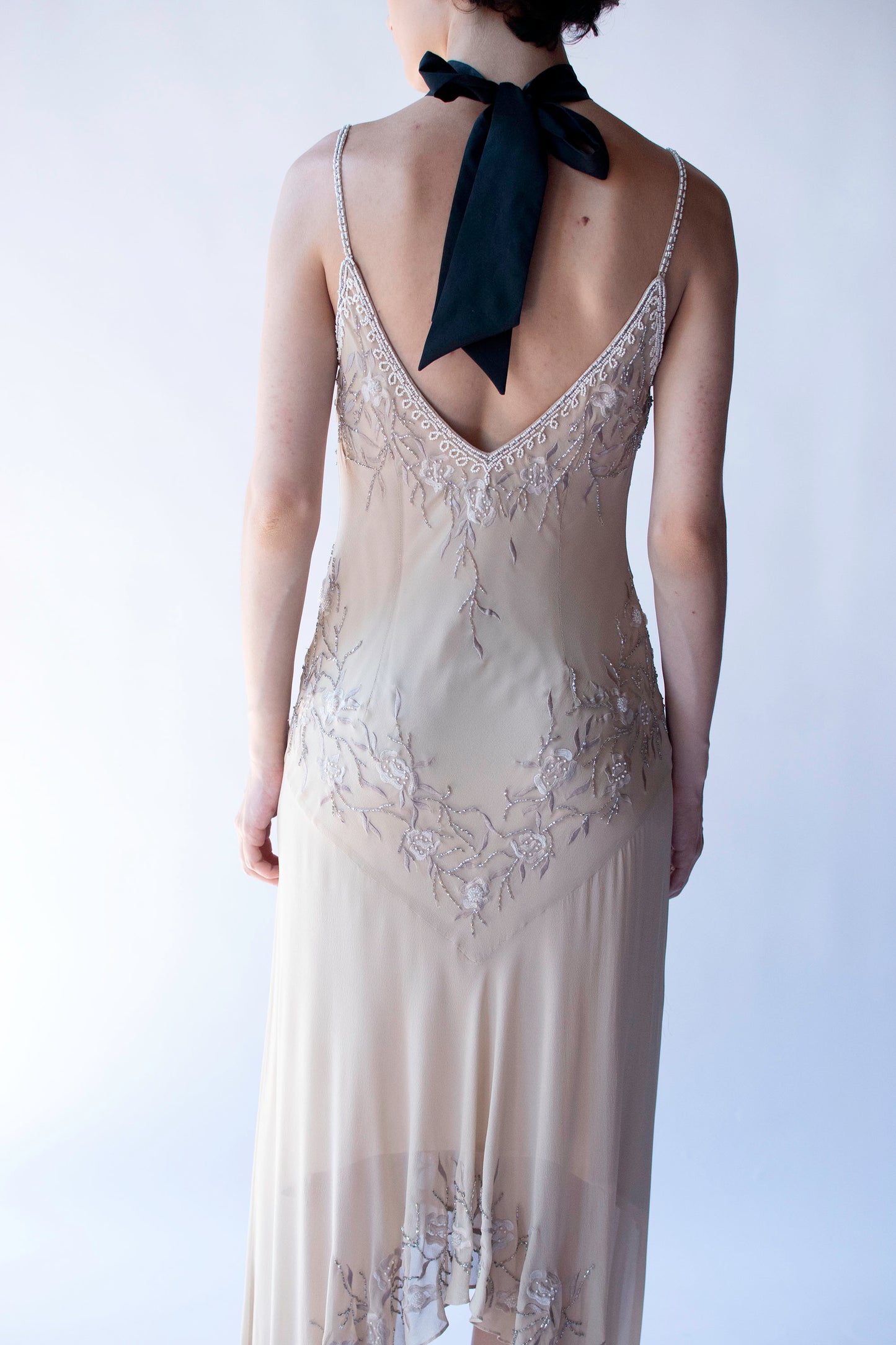 Beaded + Emboridered Chiffon Dress | Sue Wong