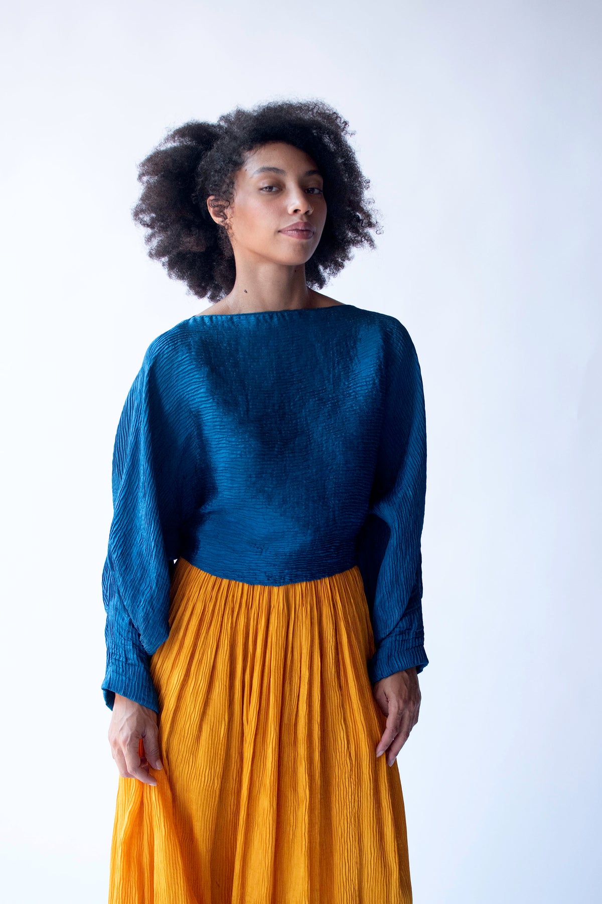 1980s Silk Plisse Color Block Set | Geoffrey Beene
