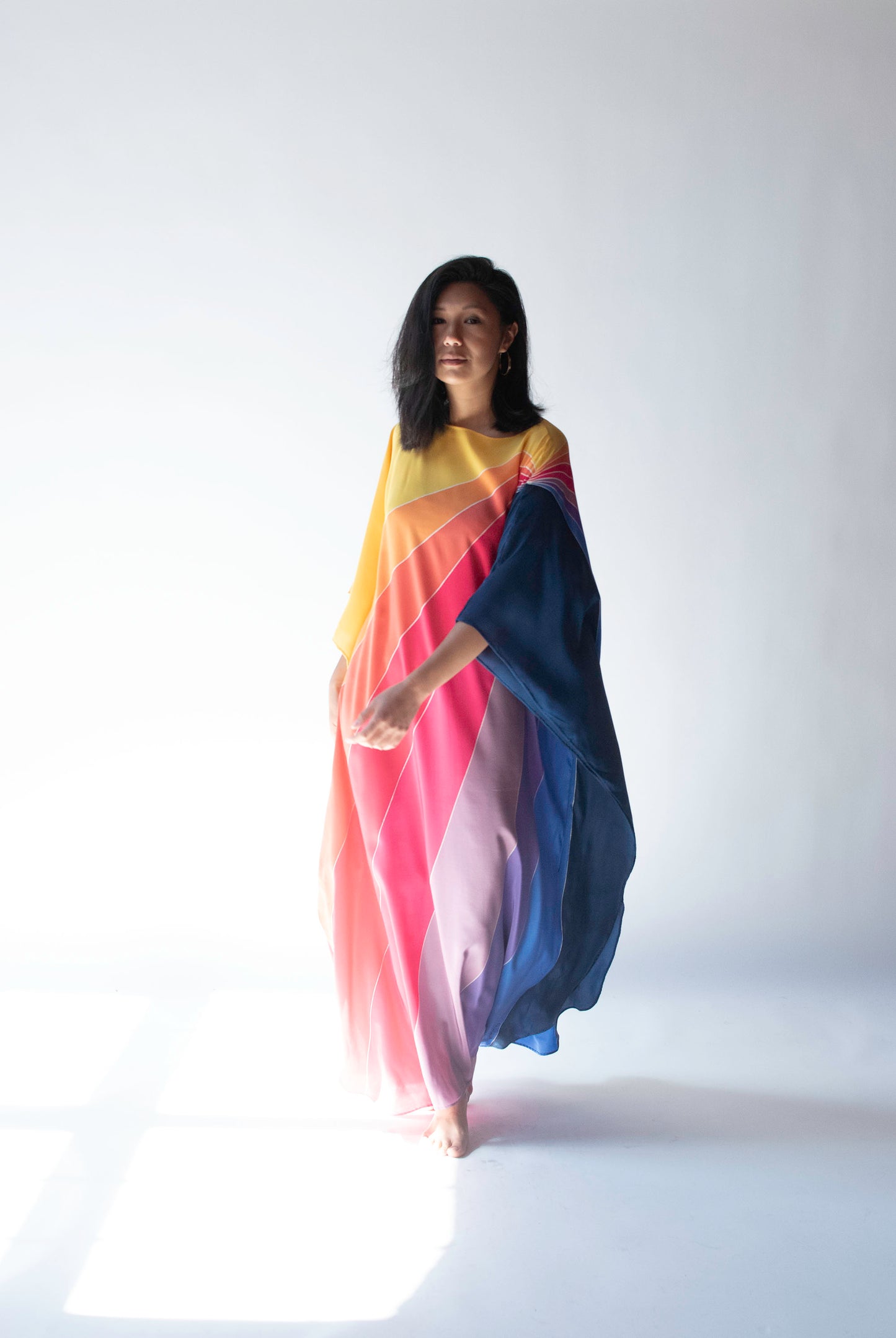 1970s Rainbow Silk Caftan