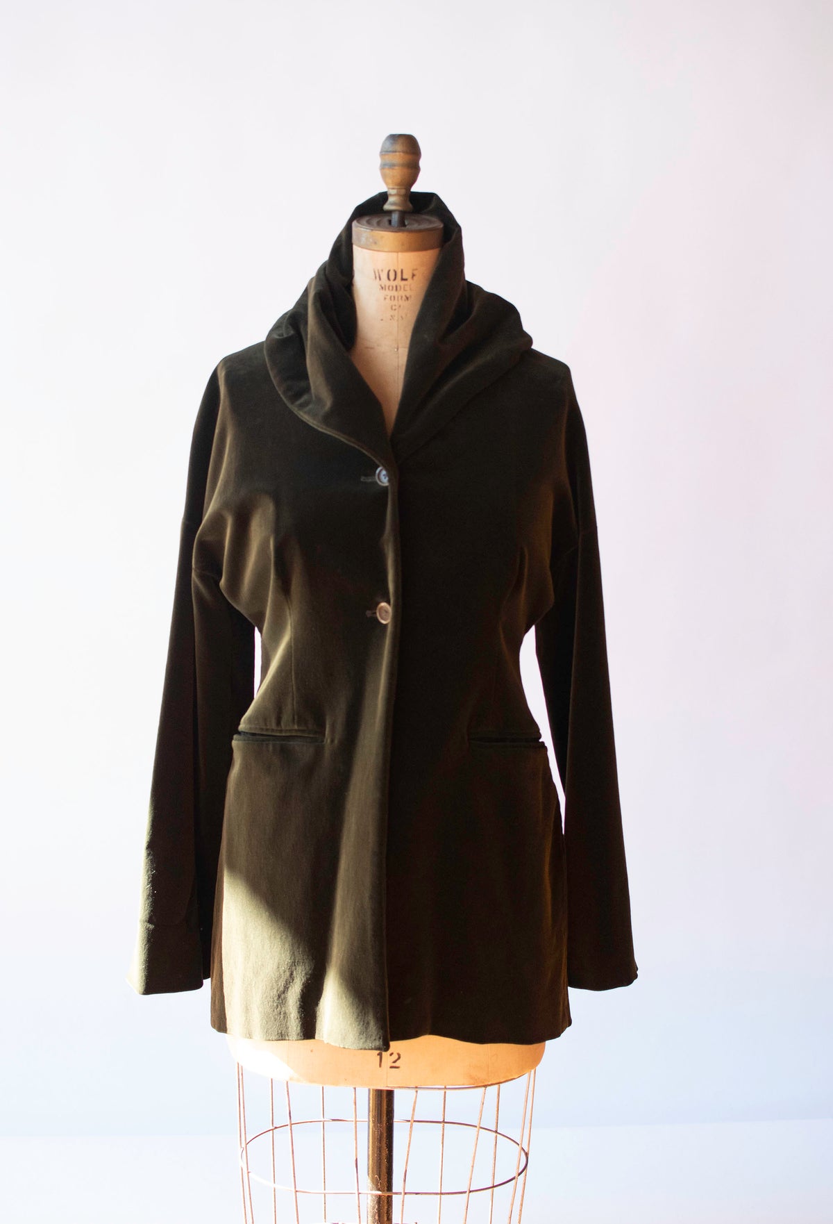 Olive Velvet jacket. Romeo Gigli FW 1989