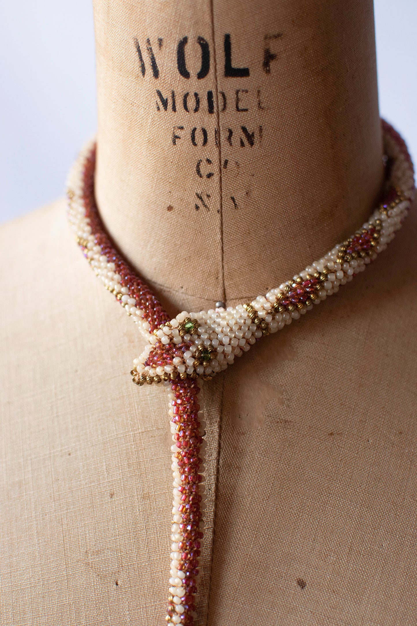 Bead Crochet Snake | Pearl and Iridescent Rose Diamond