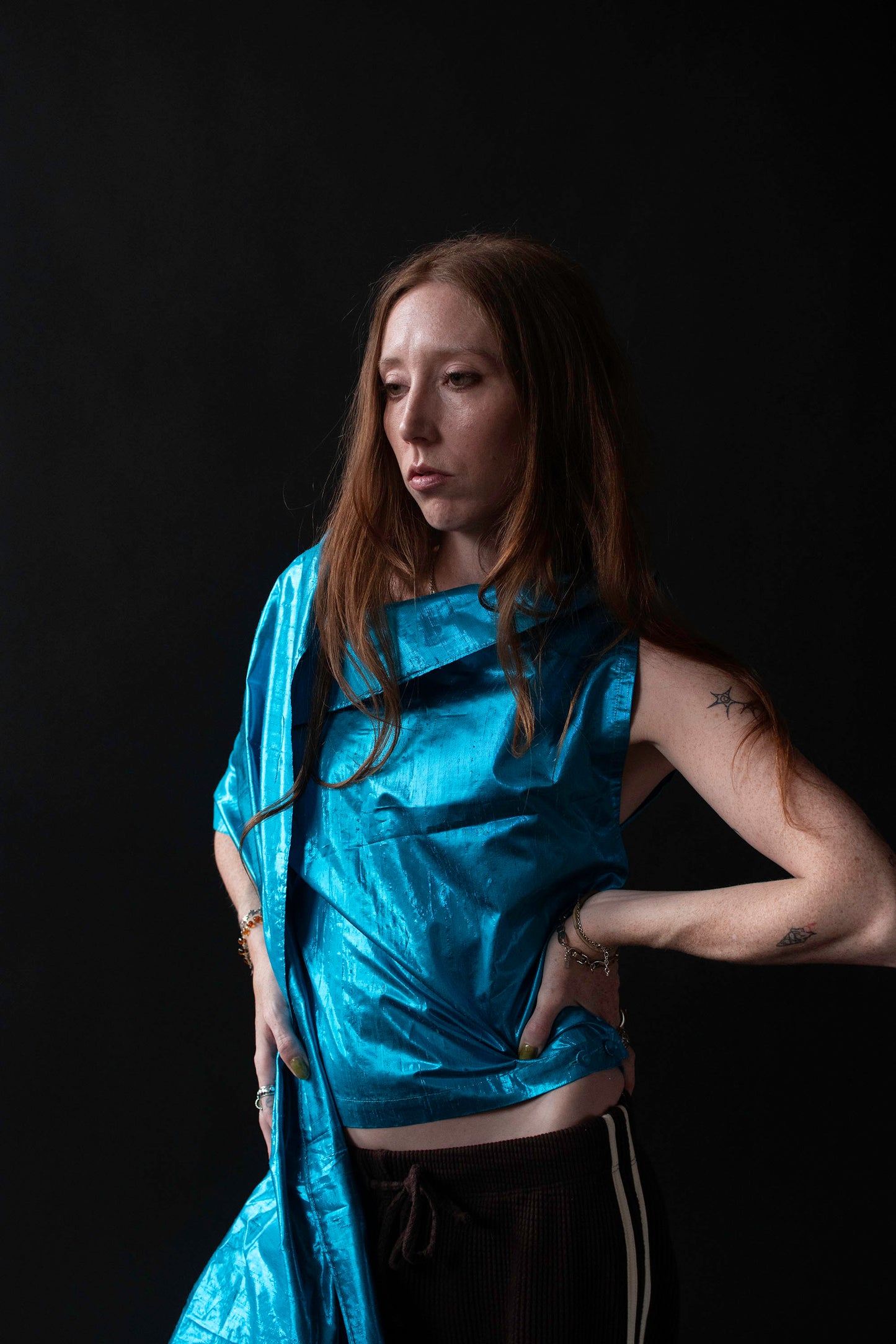 Metallic Blue Wrap Top | Jean Paul Gaultier SS 2000