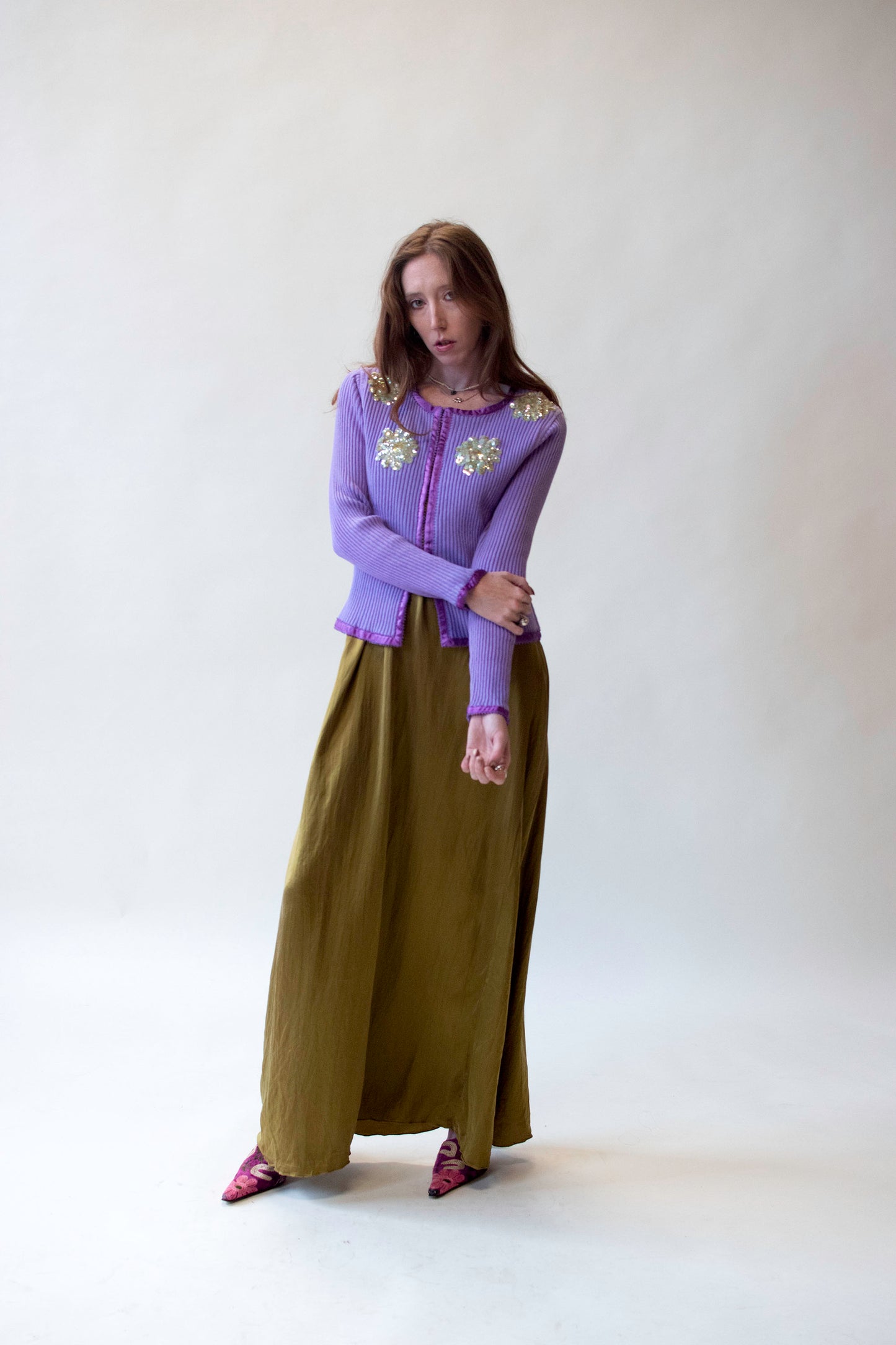 Lavender Cardigan w/ Sequins | Voyage Invest in the Original