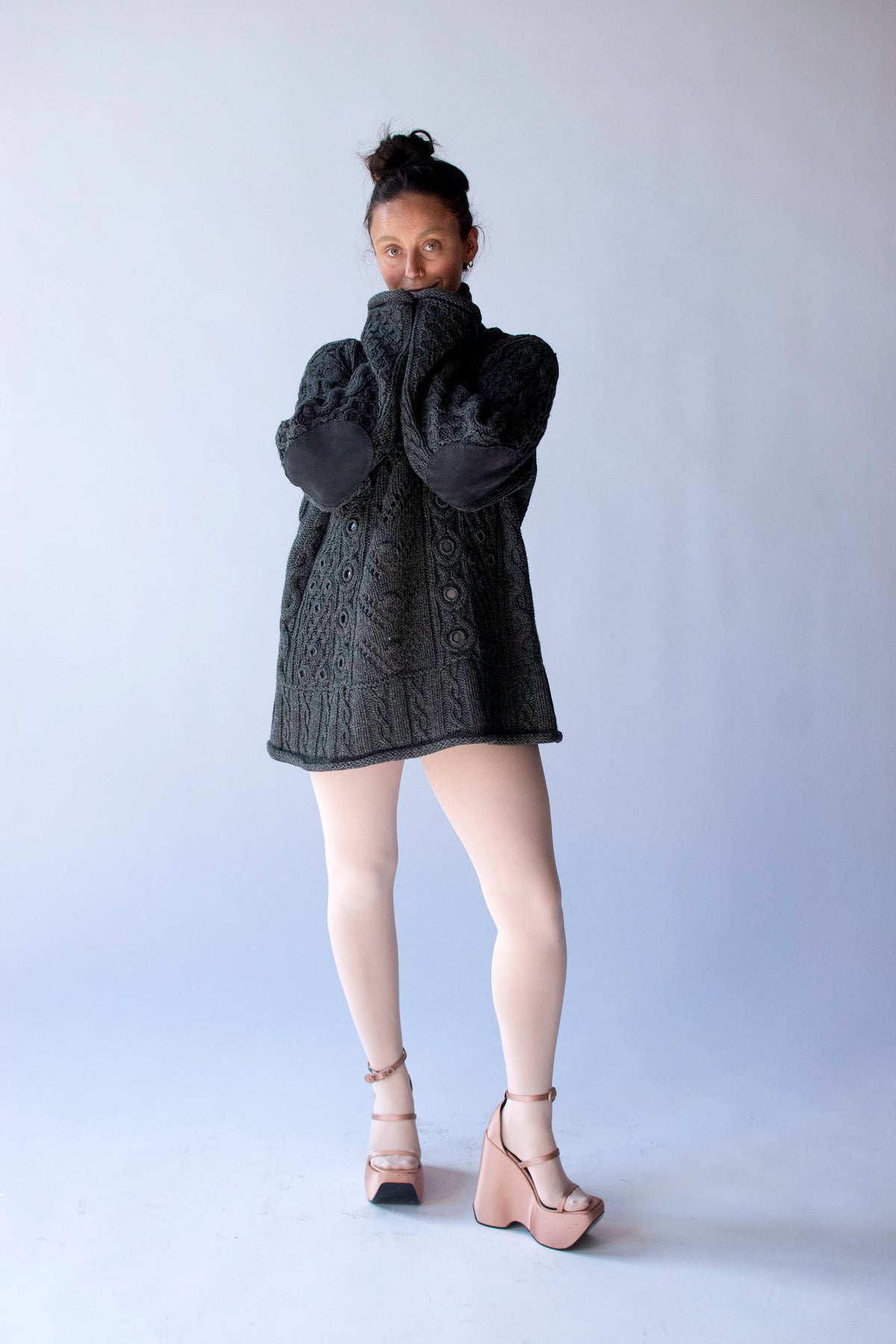 Gray Mirrored Wool Sweater | Jean Paul Gaultier