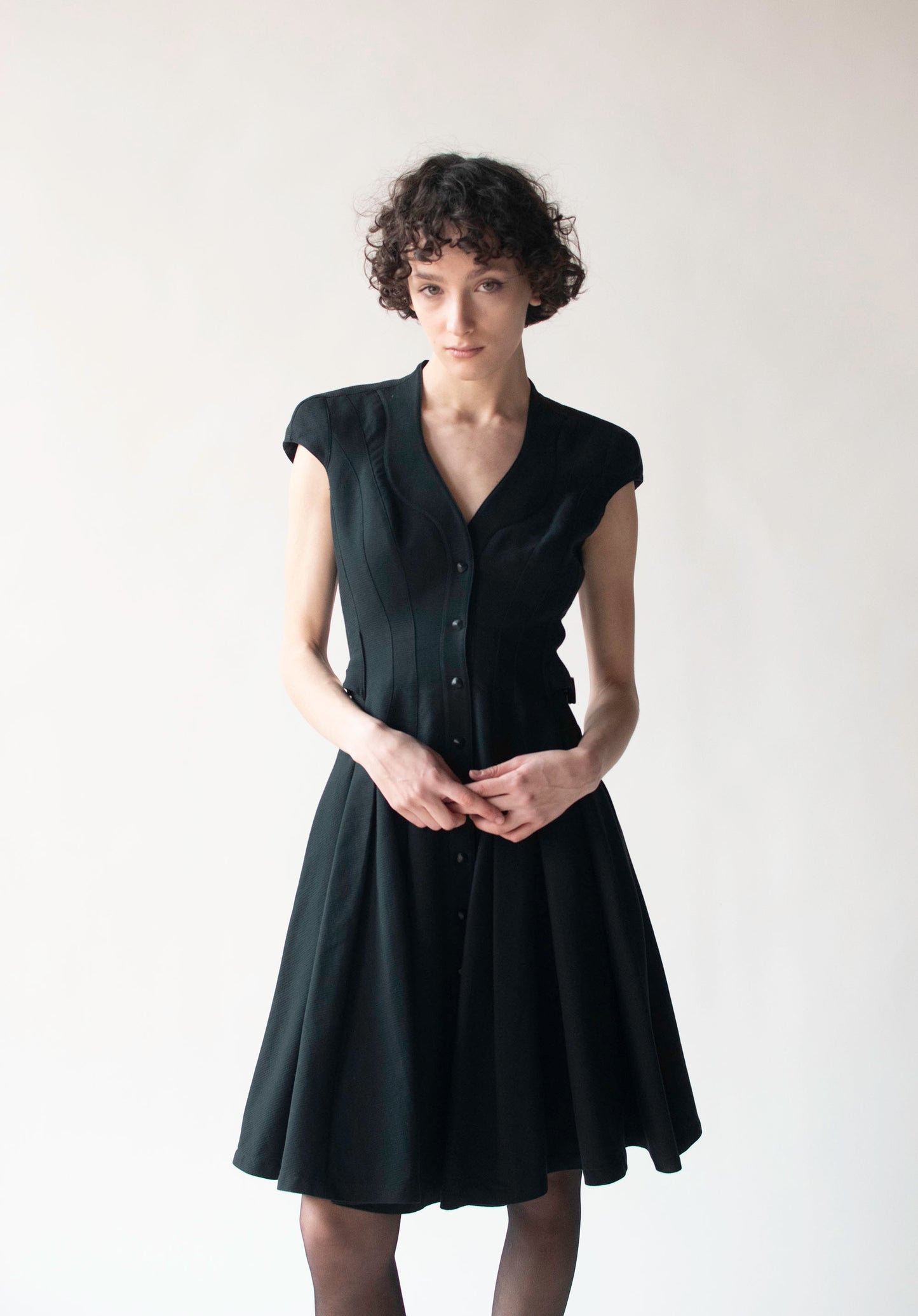 thierry mugler cocktail dress Vintage Vtg 1990s 90s Thierry Mugler Blue Label LBD Bodycon Black Cocktail Dress