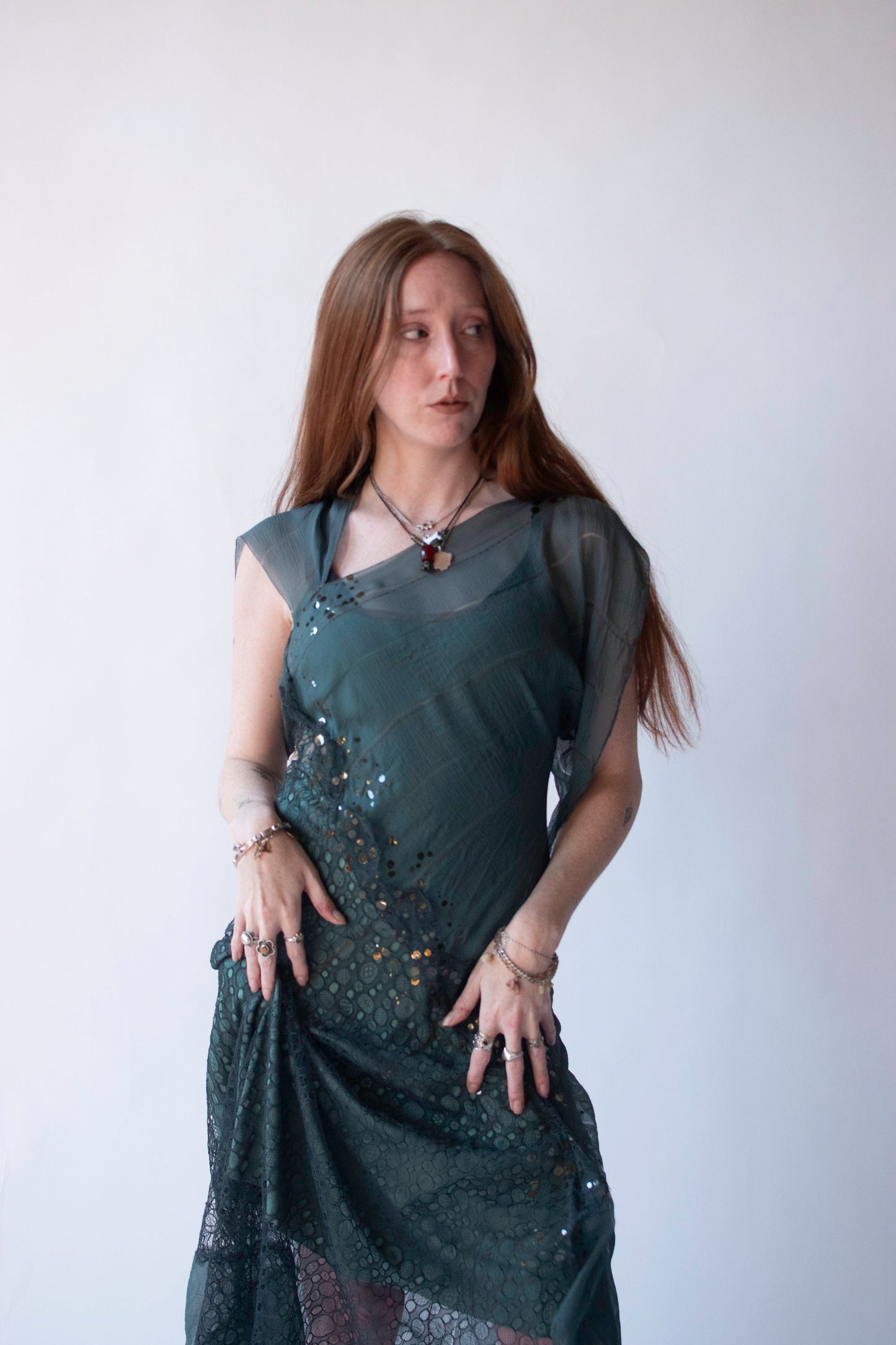 Teal Chiffon Dress | Rozae Nichols