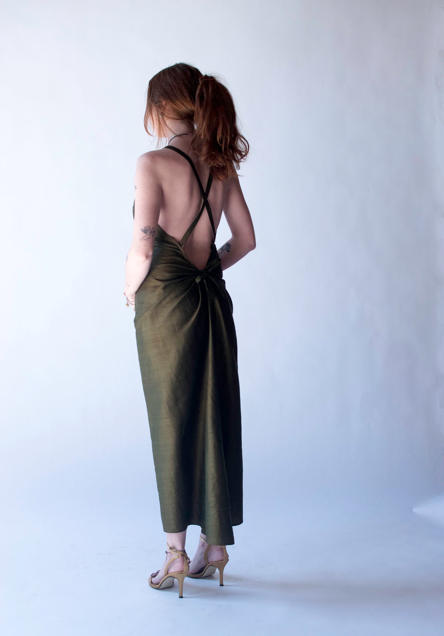Olive Silk Dress | Stephan Janson