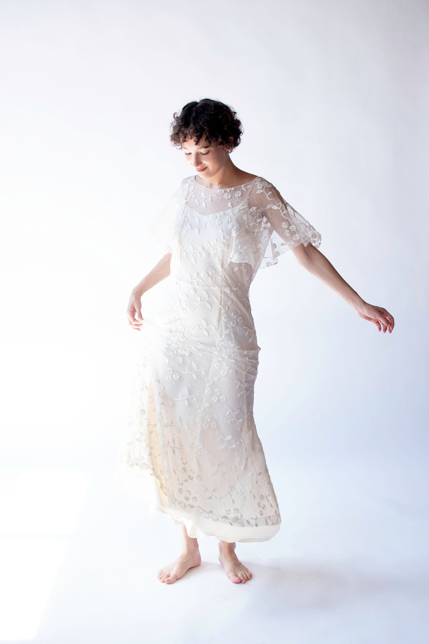 1930s Embroidered Mesh Dress