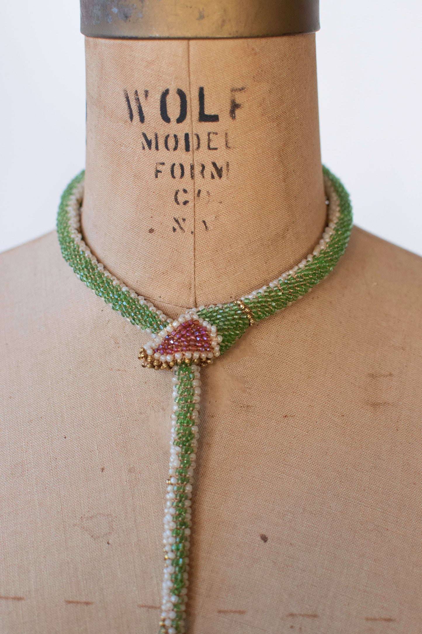 Bead Crochet Snake | Antique Pearl Diamond