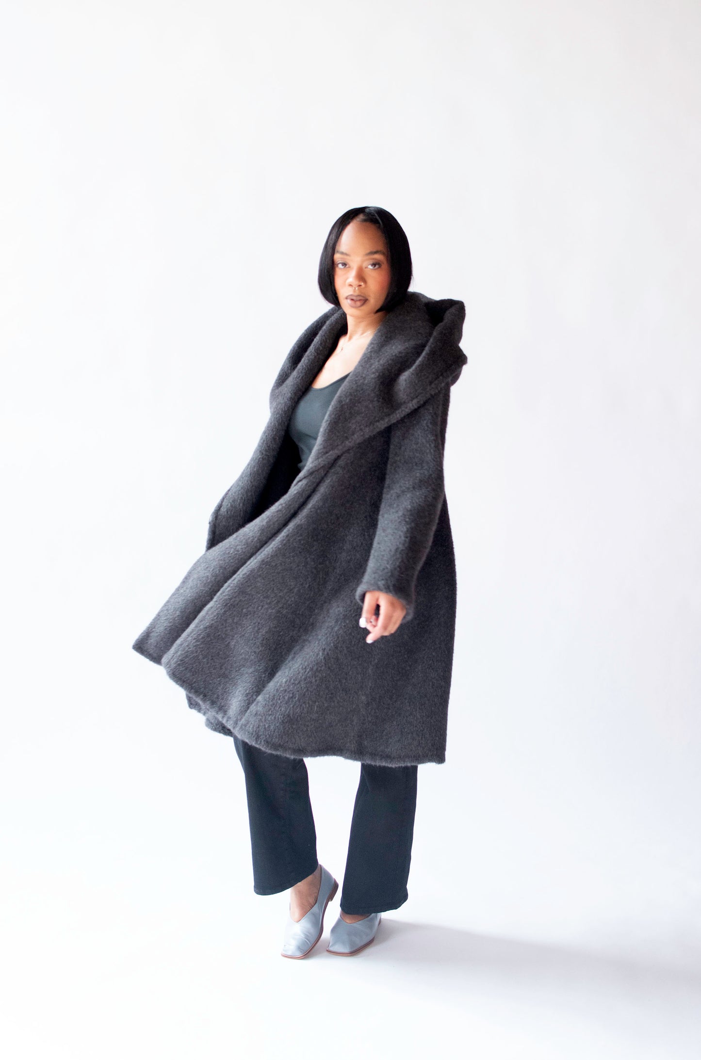 Gray Mohair Coat | Donna Karan