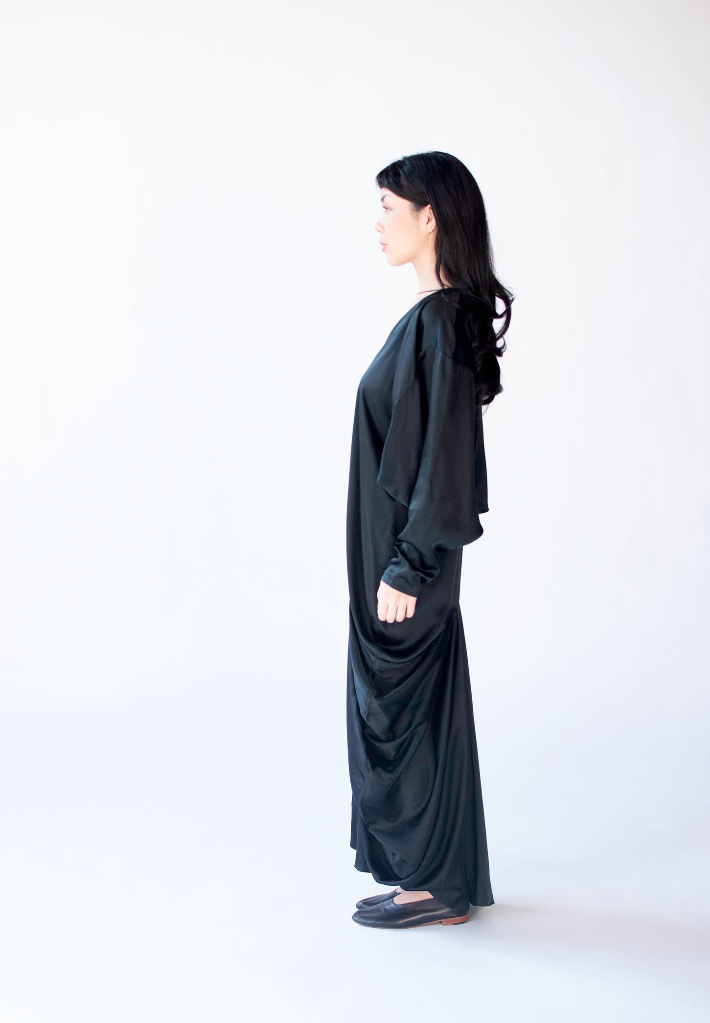 1980s Draped Silk Dress