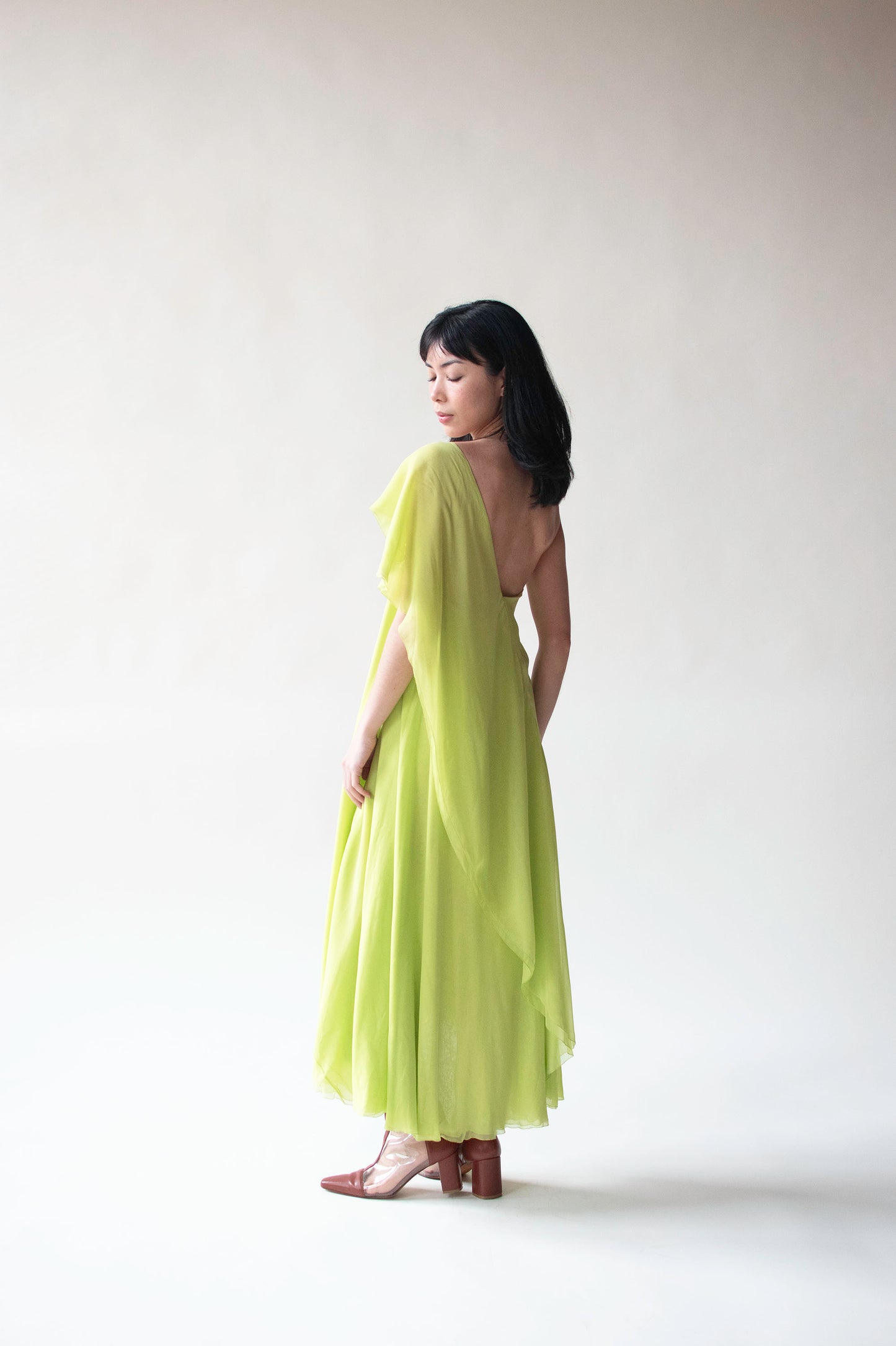 1970s Slime Green Chiffon Dress | Holly Harp