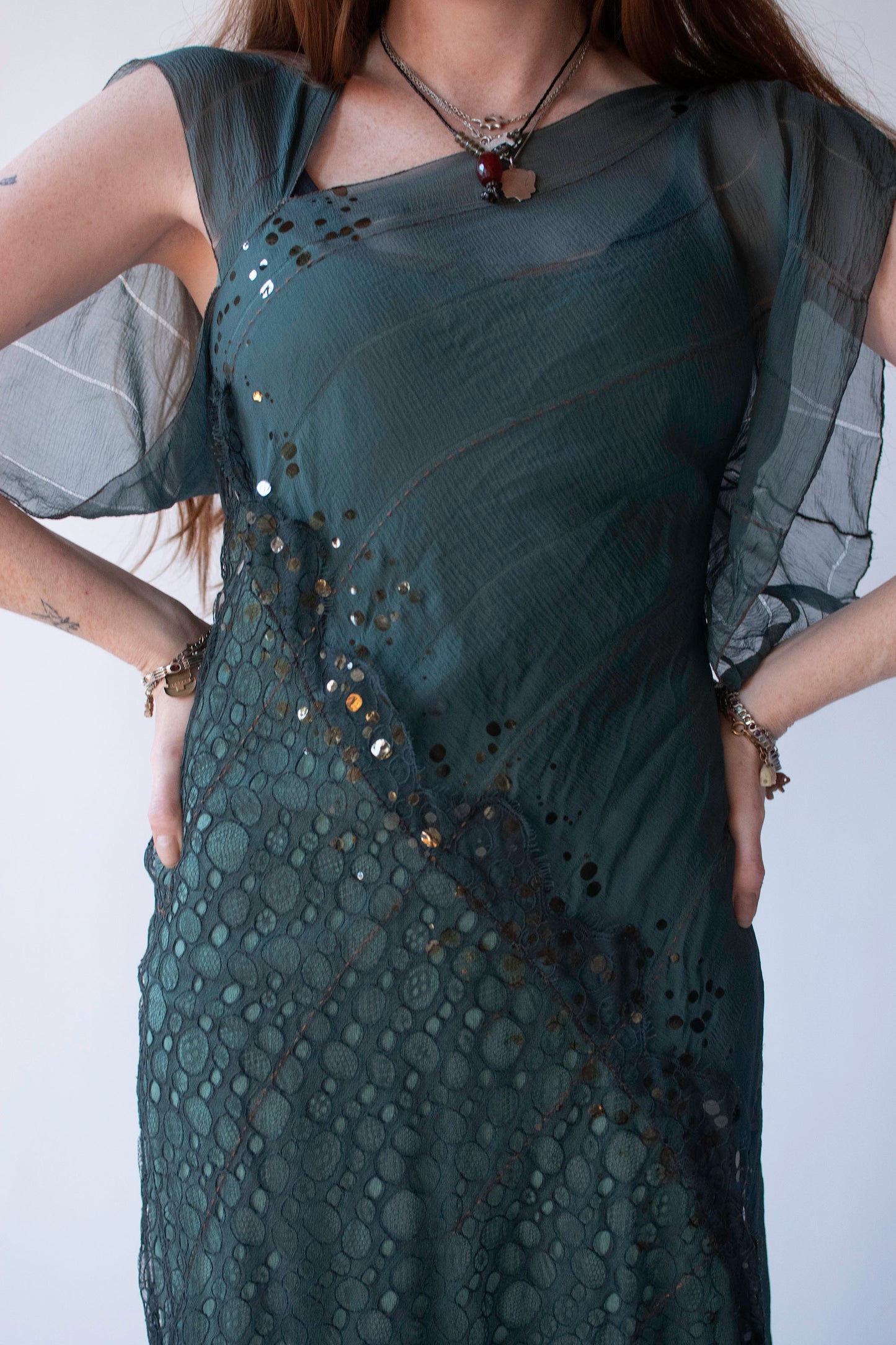 Teal Chiffon Dress | Rozae Nichols